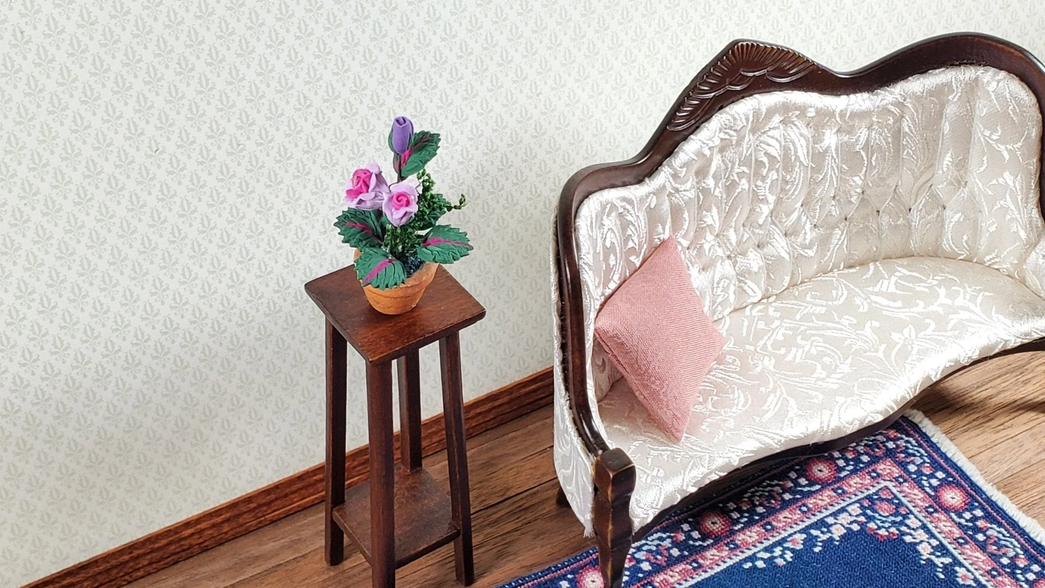 Dollhouse Roses Flowers Violet Purple Terra Cotta Pot 1:12 Scale Miniature Plant - Image 4