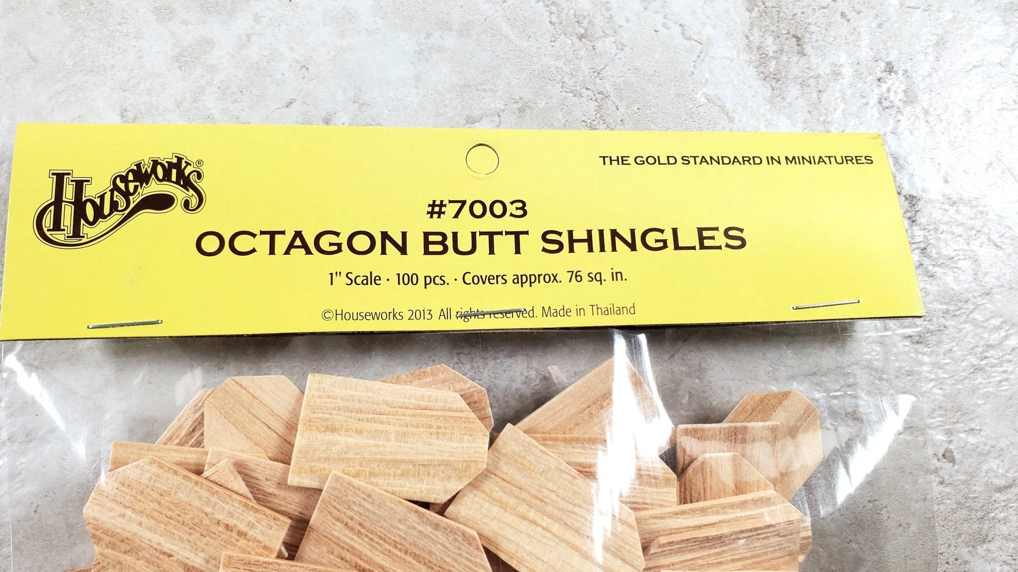 Dollhouse Shingles Octagon 100 Pieces Light Wood 1:12 Scale Houseworks #7003 - Image 4