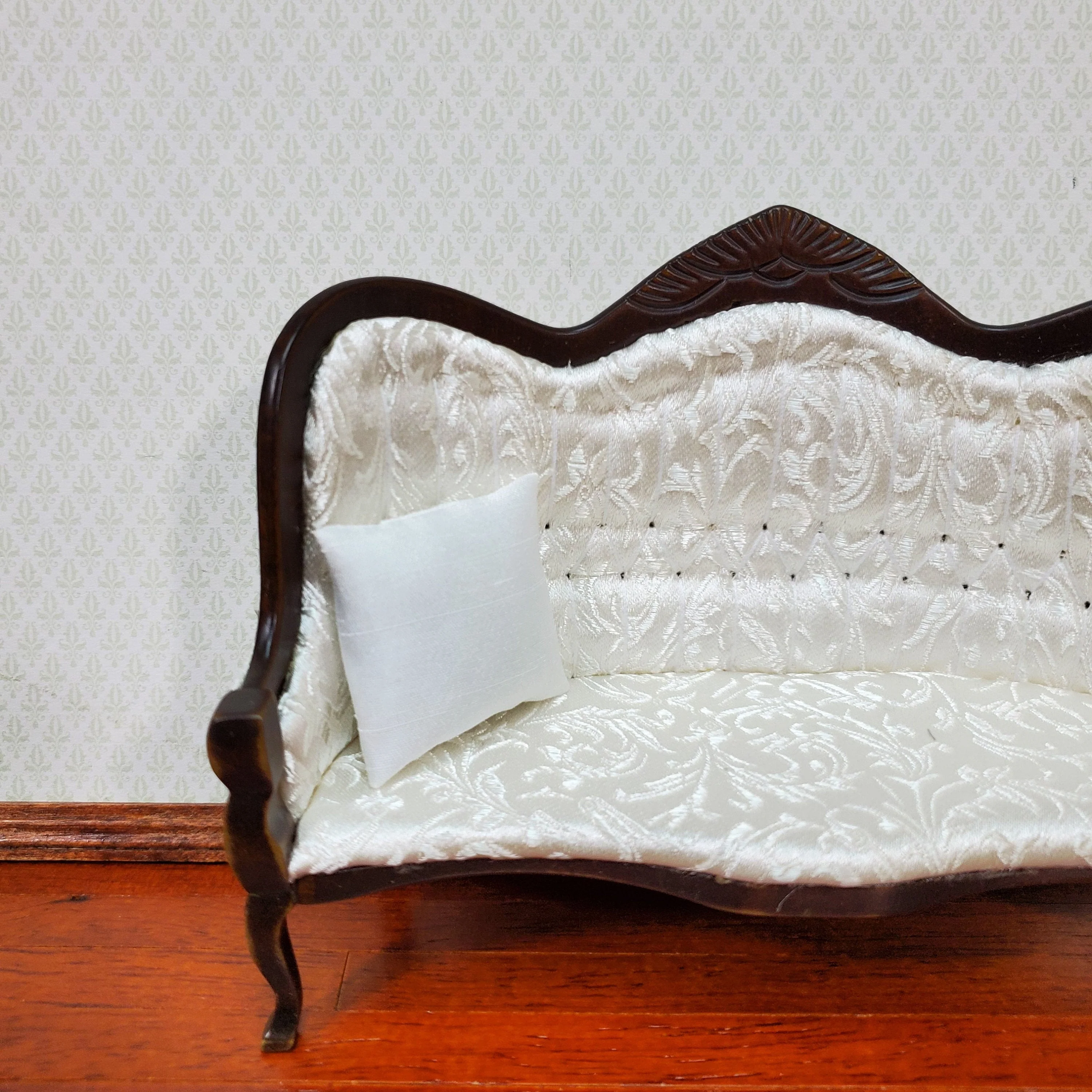 Dollhouse Square Pillow All White Handmade 1:12 Scale Miniature 1 1/2" - Image 3