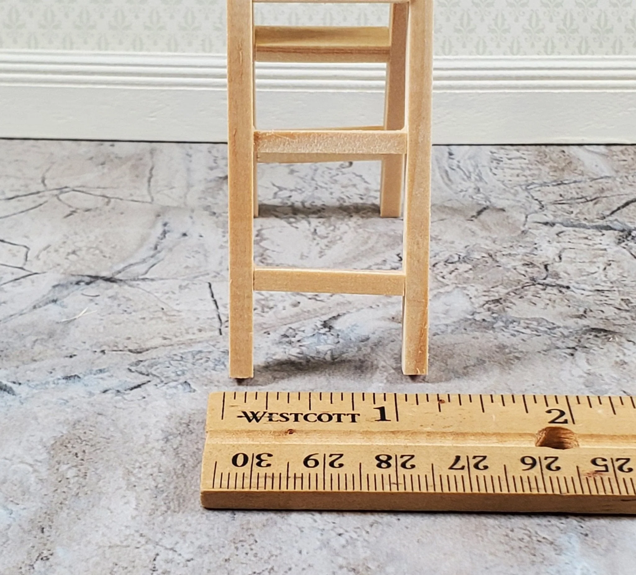 Dollhouse Step Ladder Short 4" Tall Wood Folds 1:12 Scale Miniature Accessories - Image 3