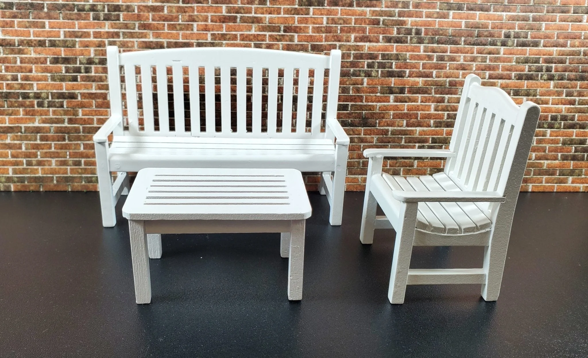 Dollhouse Table Outdoor Garden Porch Patio White 1:12 Scale Miniature Furniture - Image 5