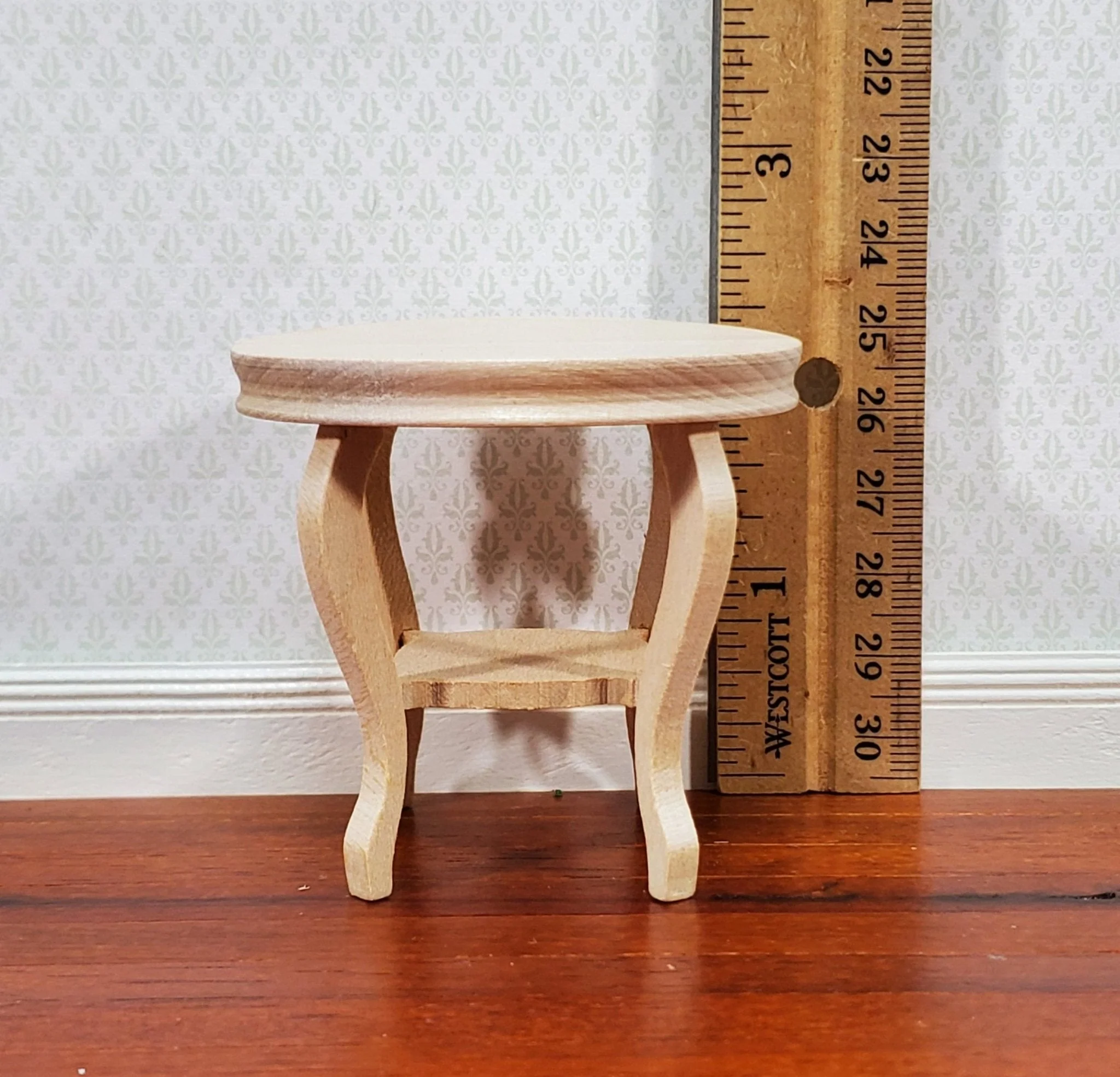 Dollhouse Table Small Round Side or End Table Unpainted Wood 1:12 Scale Miniature Furniture - Image 5