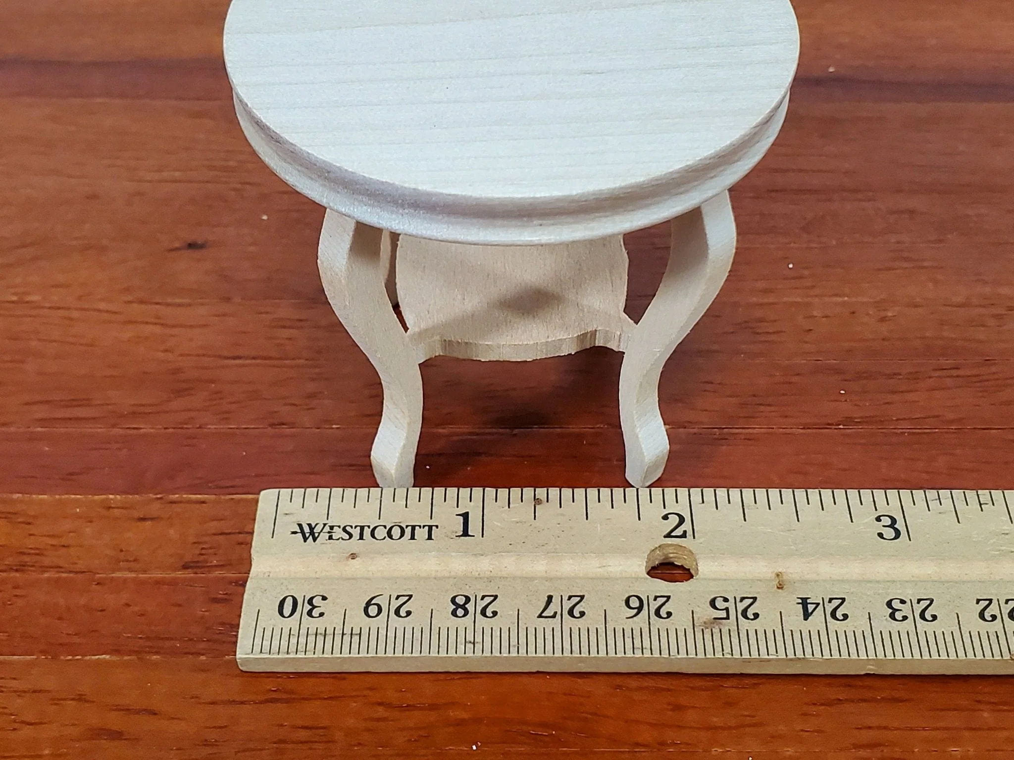Dollhouse Table Small Round Side or End Table Unpainted Wood 1:12 Scale Miniature Furniture - Image 6