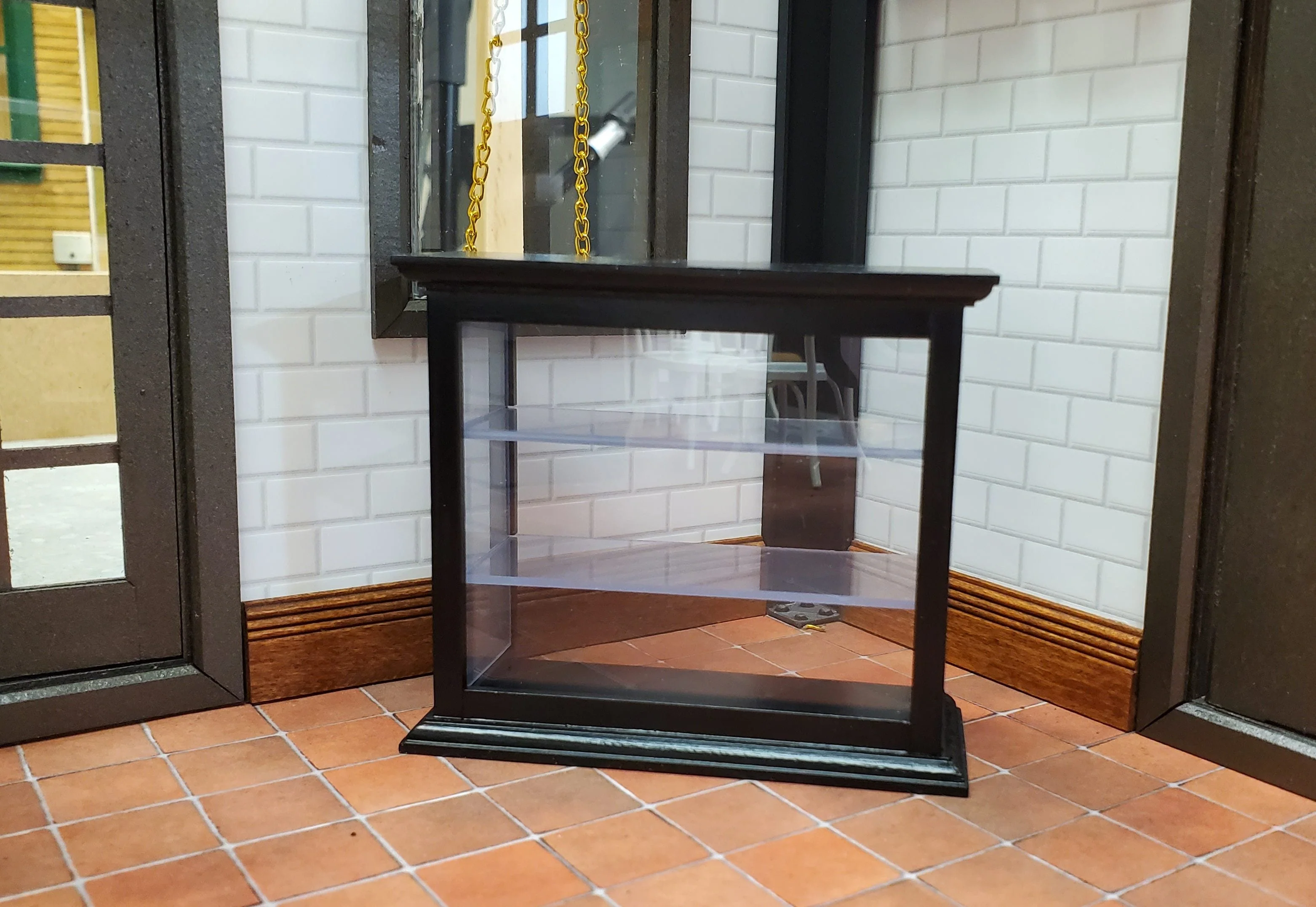 Dollhouse Tall Counter for Store or Shop Black Display Cabinet 1:12 Scale Miniature Furniture - Image 3