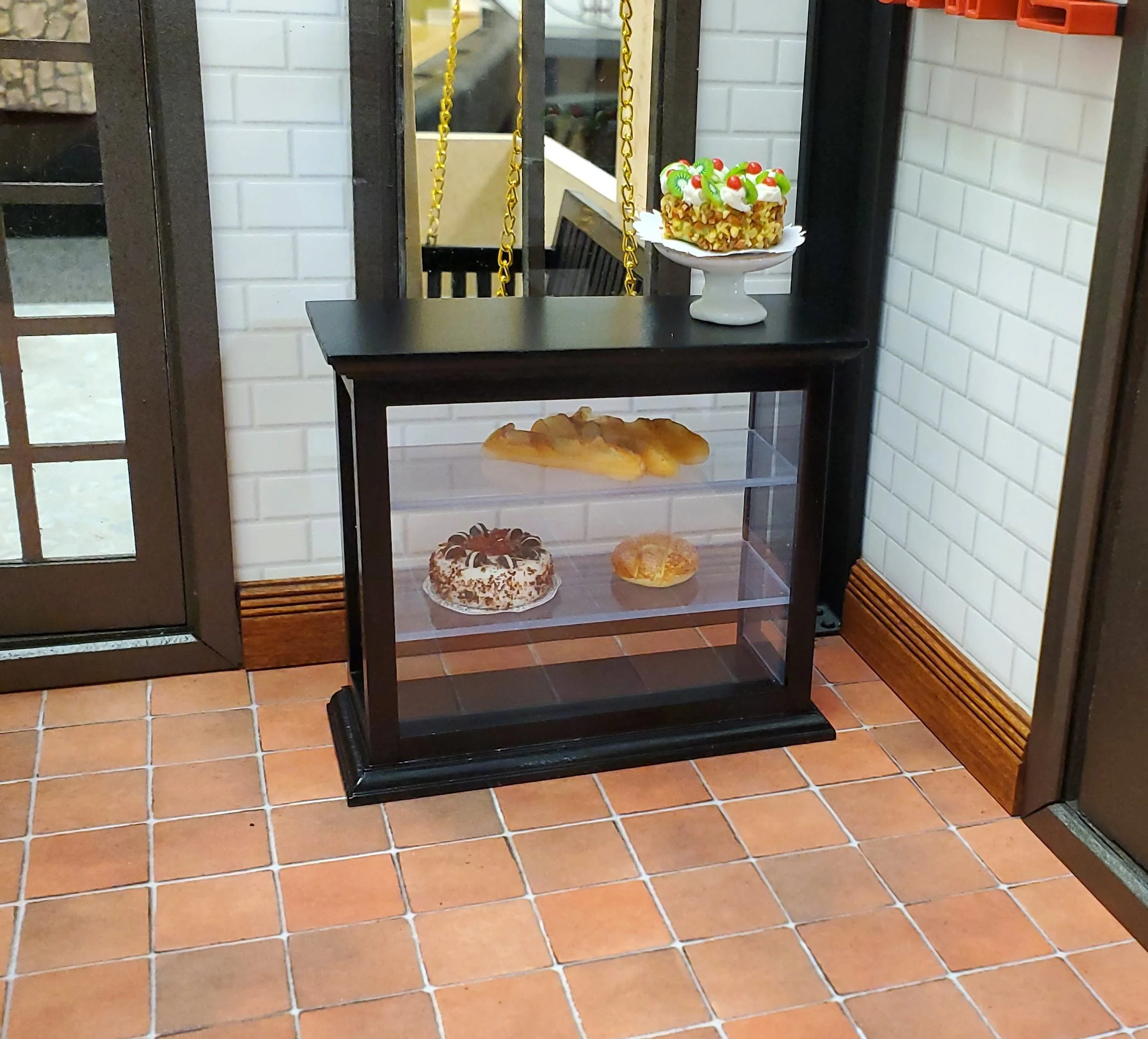 Dollhouse Tall Counter for Store or Shop Black Display Cabinet 1:12 Scale Miniature Furniture - Image 4