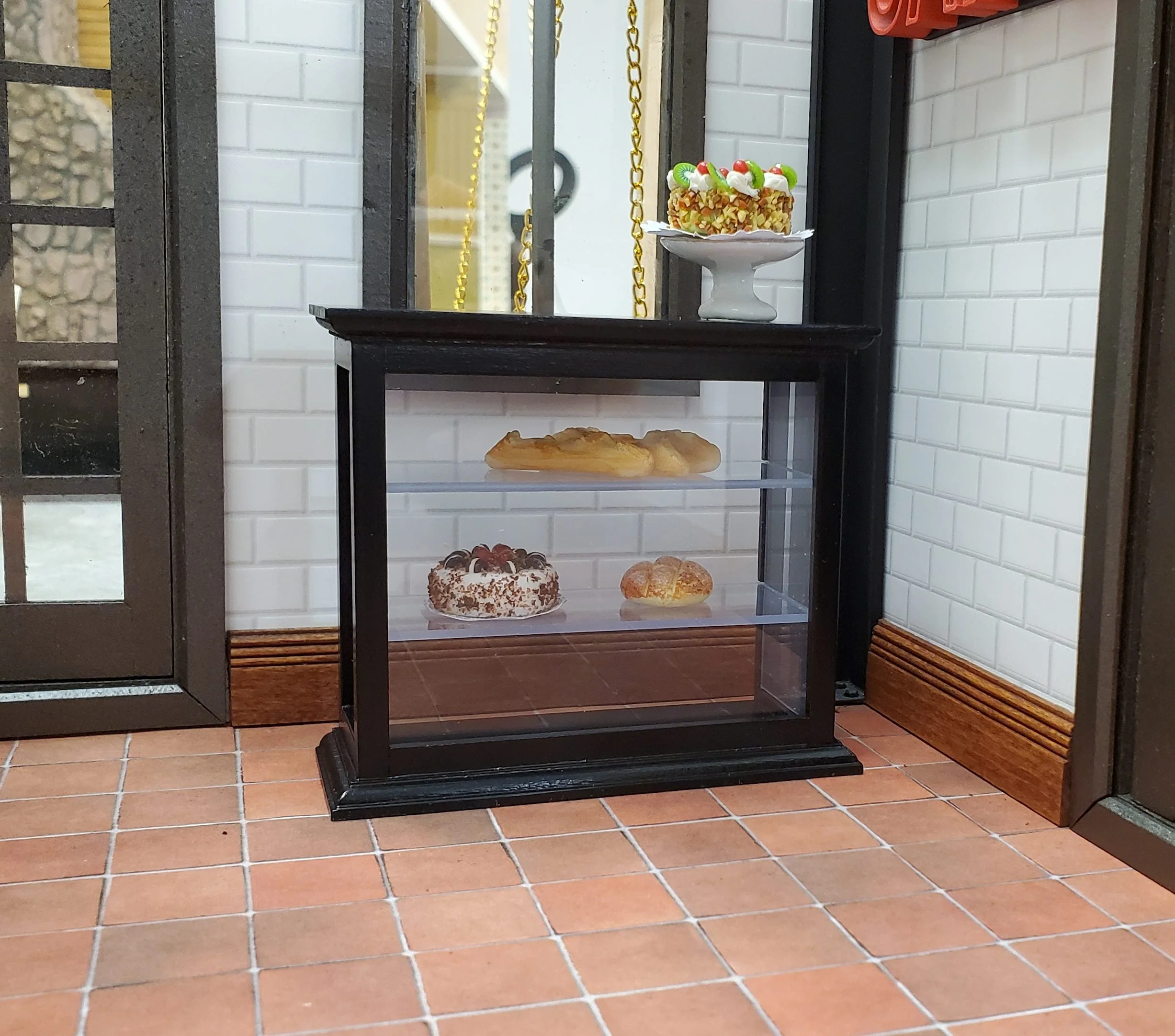 Dollhouse Tall Counter for Store or Shop Black Display Cabinet 1:12 Scale Miniature Furniture - Image 5