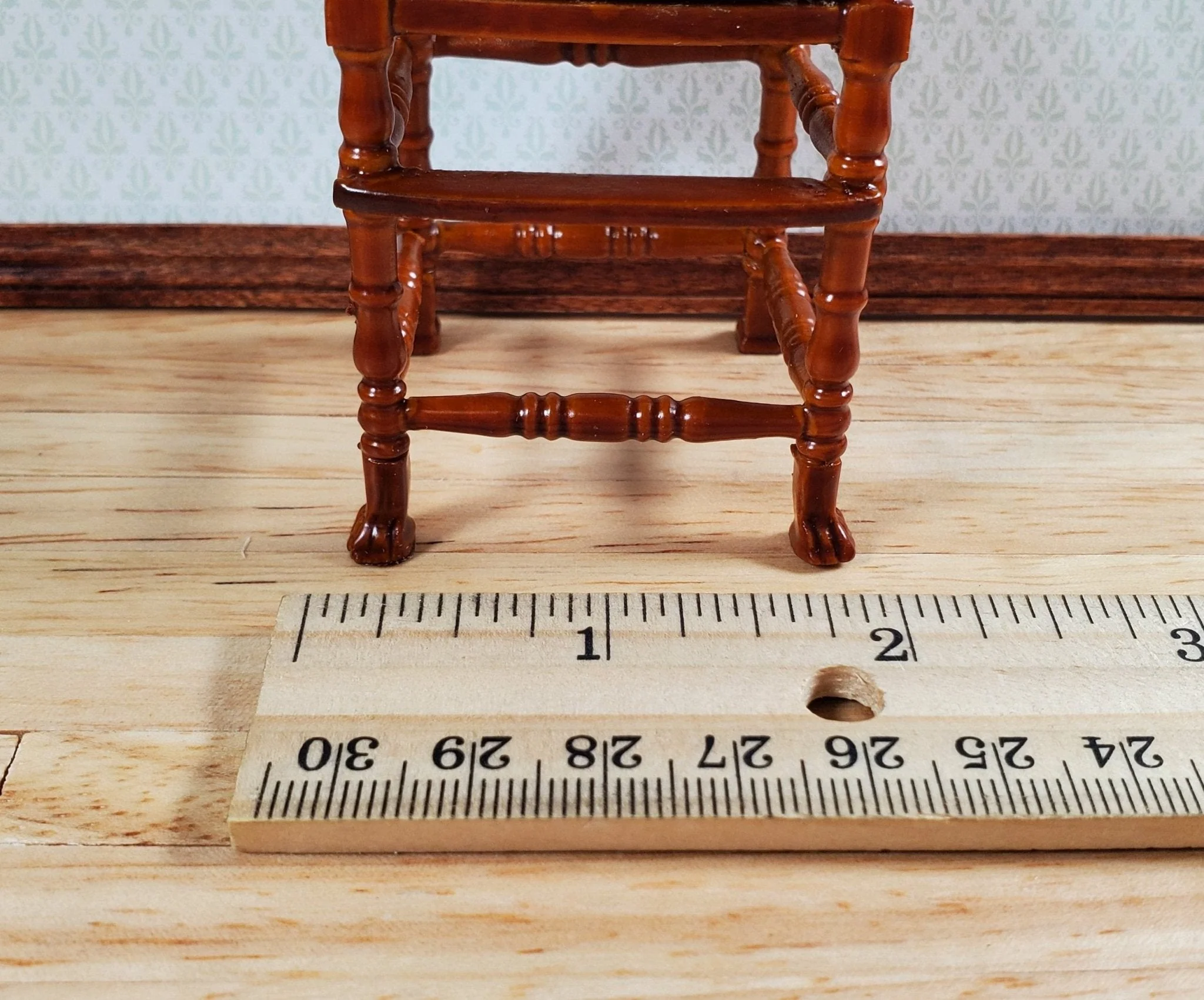Dollhouse Victorian Highchair 1:12 Scale Miniature Furniture Wood Walnut Finish - Image 6