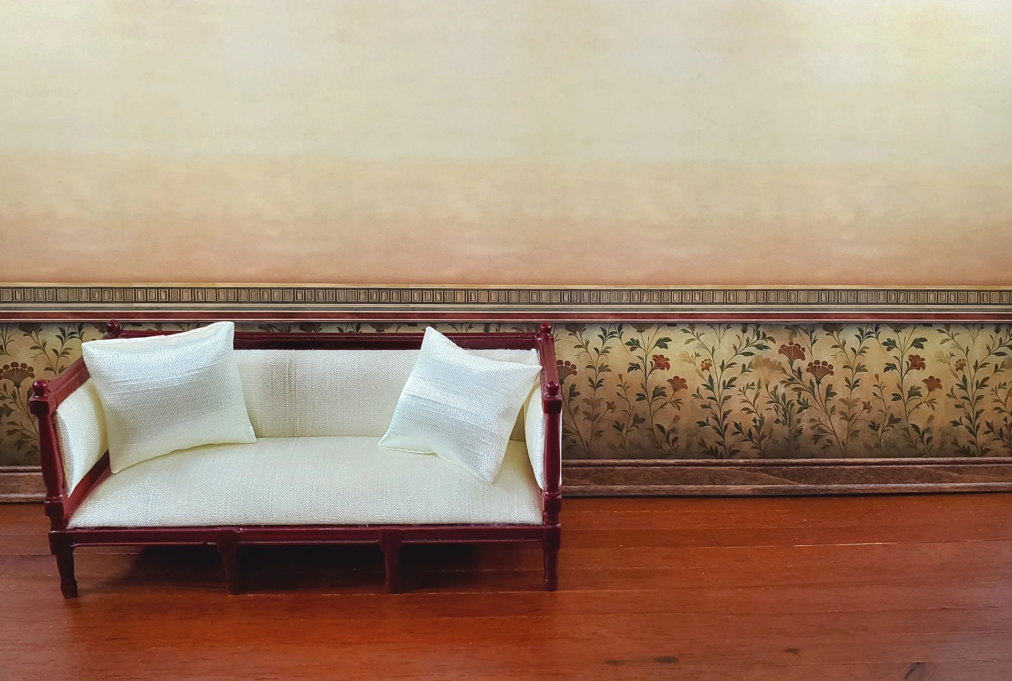 Dollhouse Wallpaper Antique Blooms Beige Aged Botanicals 1:12 Scale MiniatureCrush - Image 3