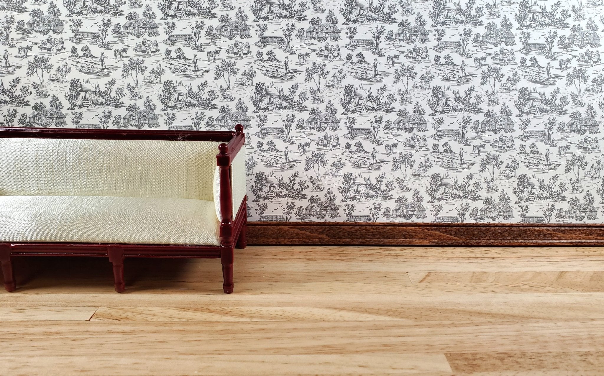 Dollhouse Wallpaper Brodnax "Campagne Toile Gray" 1:12 Scale Miniature - Image 3