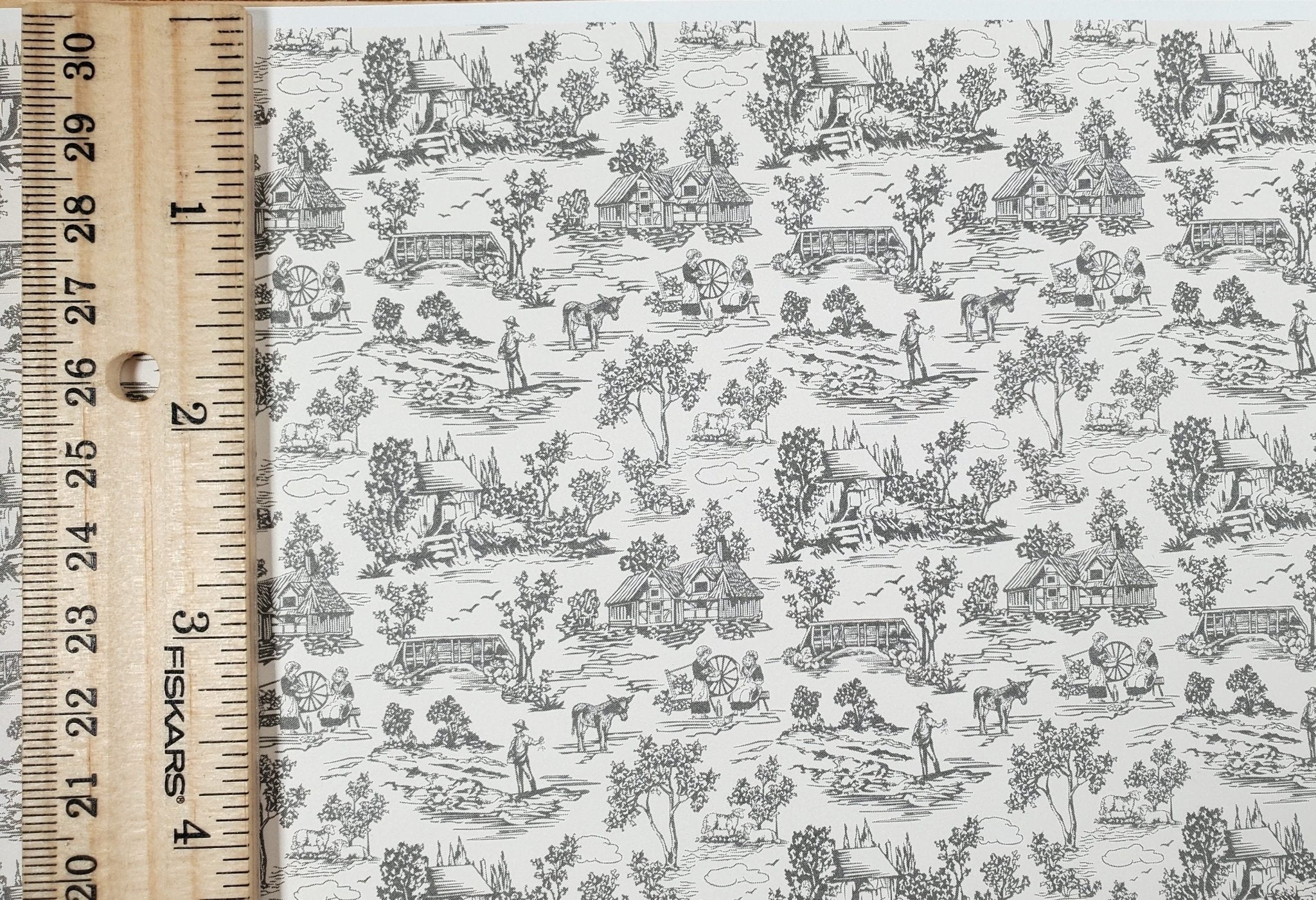 Dollhouse Wallpaper Brodnax "Campagne Toile Gray" 1:12 Scale Miniature - Image 4