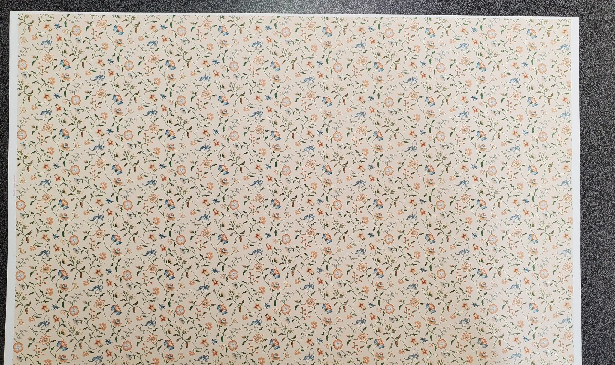 Dollhouse Wallpaper Brodnax "Papillon Peach" Floral 1:12 Scale French Country - Image 3