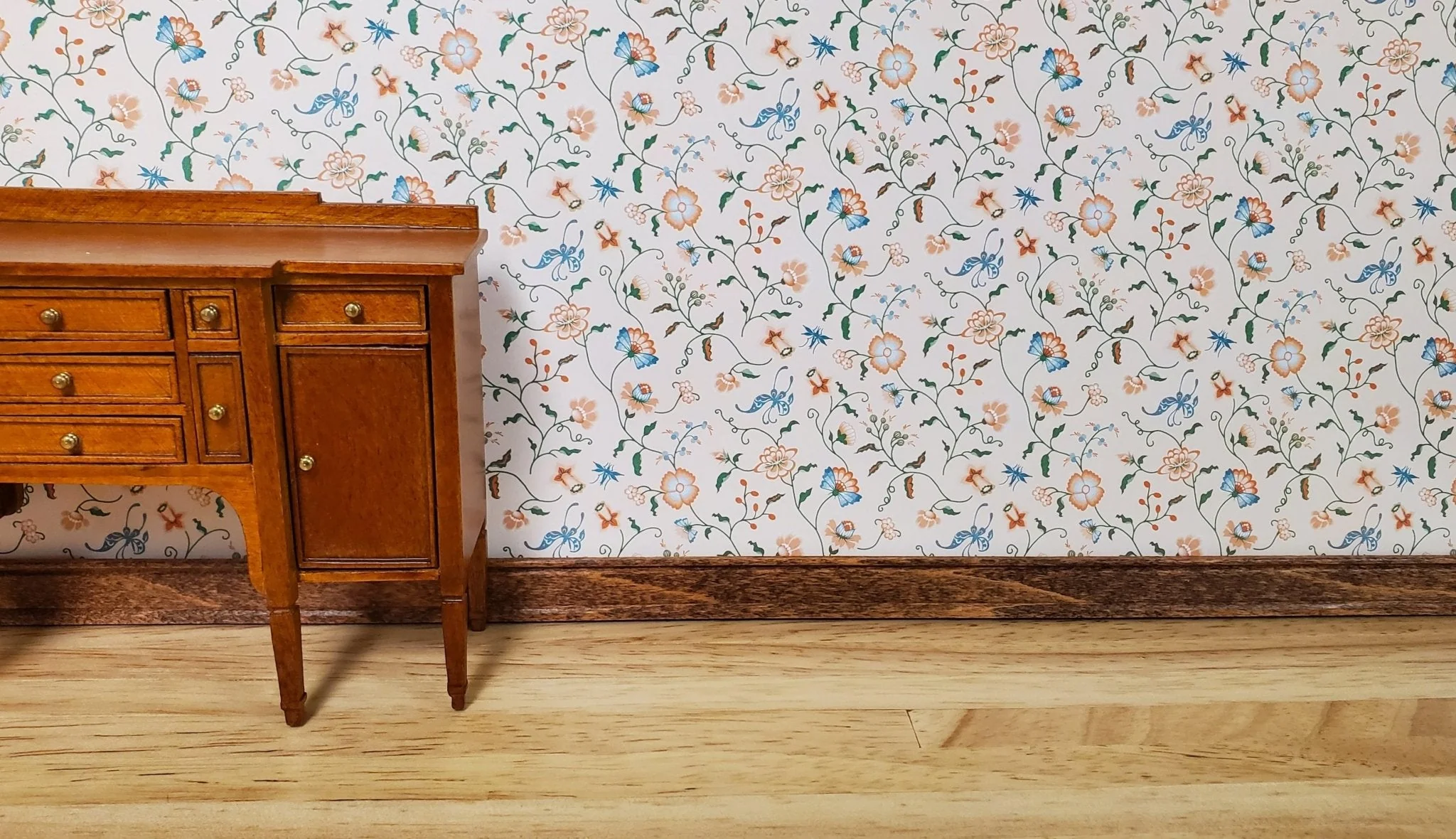 Dollhouse Wallpaper Brodnax "Papillon Peach" Floral 1:12 Scale French Country - Image 4