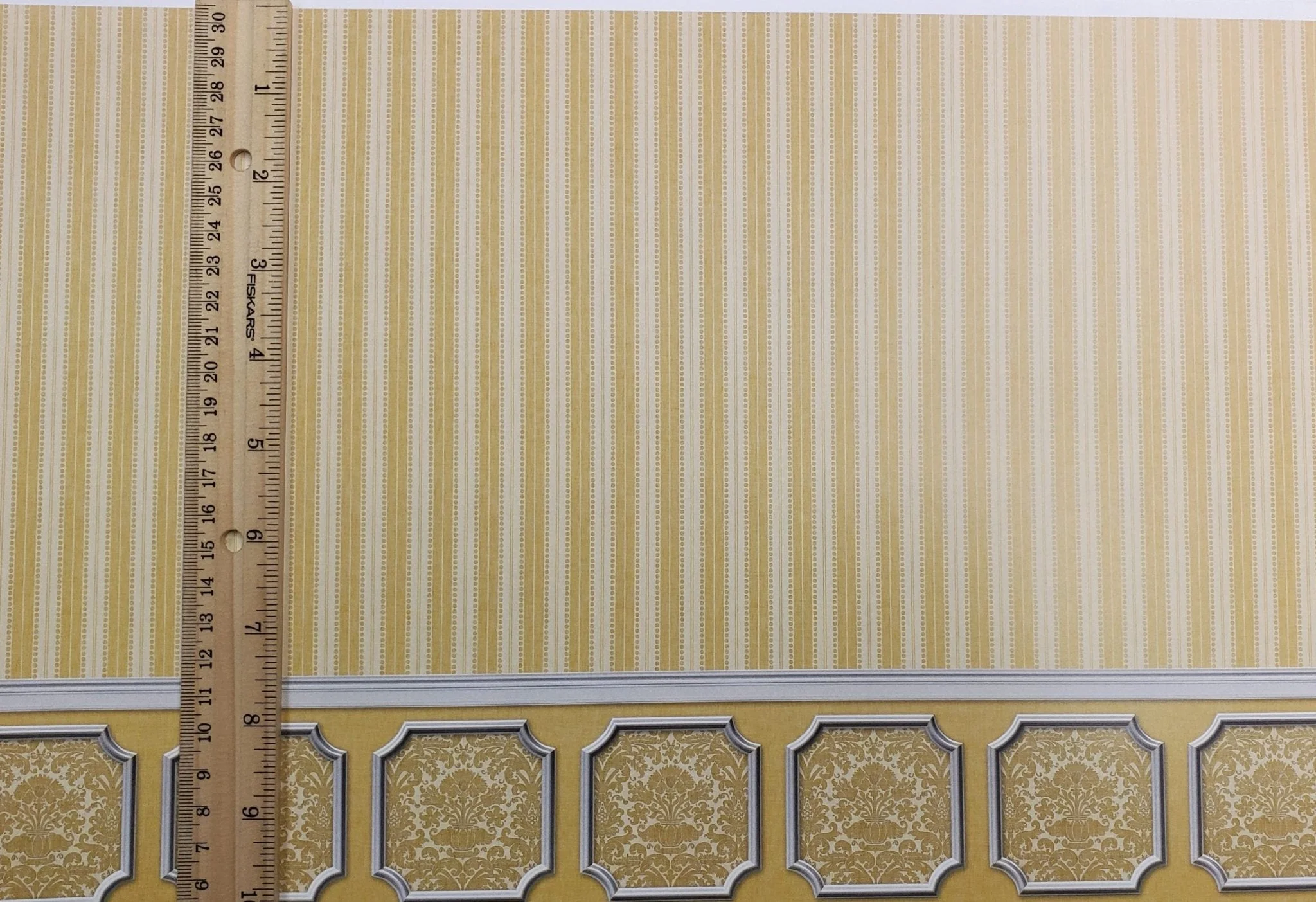 Dollhouse Wallpaper Dark Mustard Striped Annabelle Wainscot 1:12 Scale Itsy Bitsy - Image 3