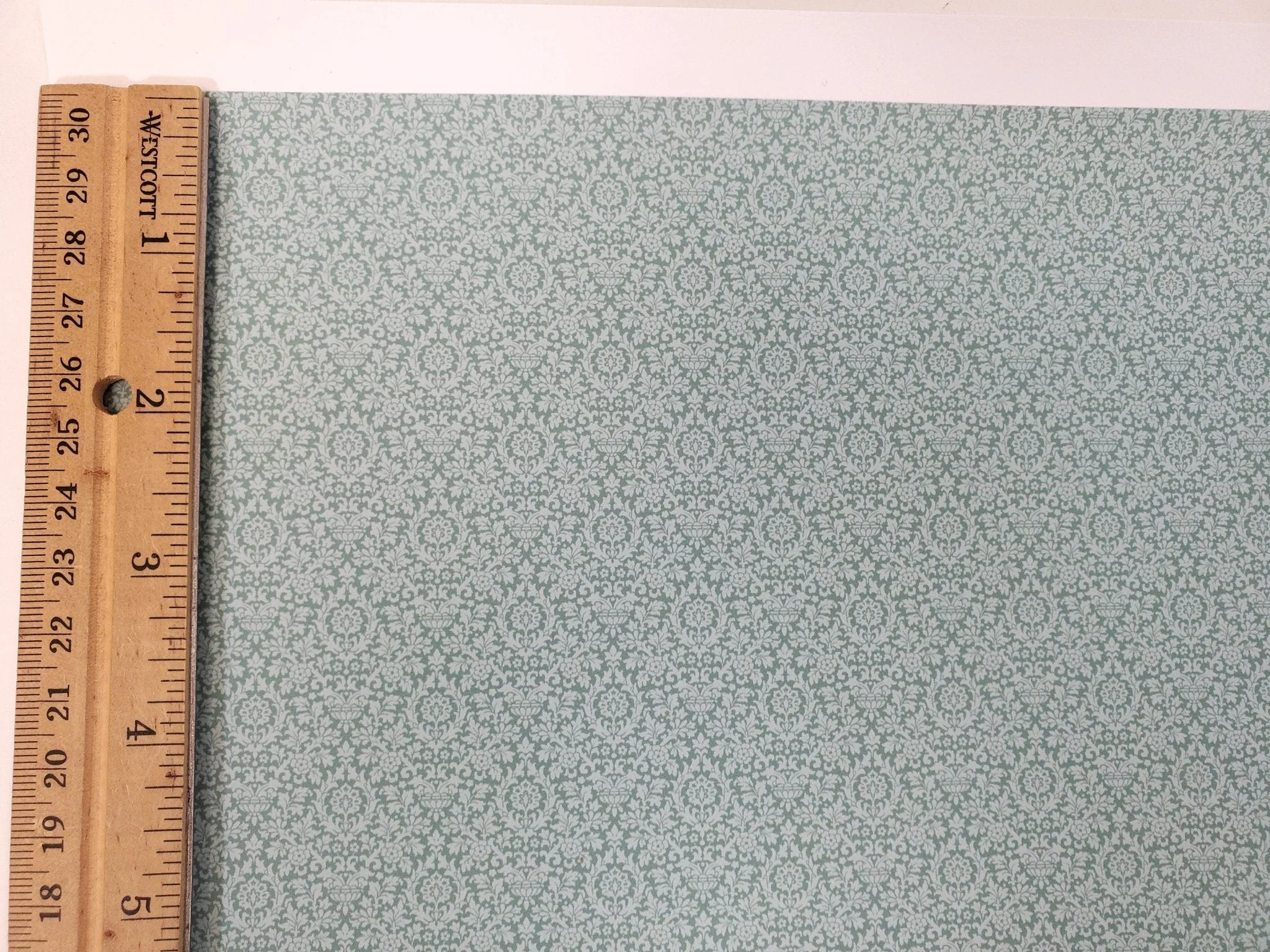 Dollhouse Wallpaper Essex Damask Blue Green Bradbury & Bradbury 1:12 Scale - Image 4