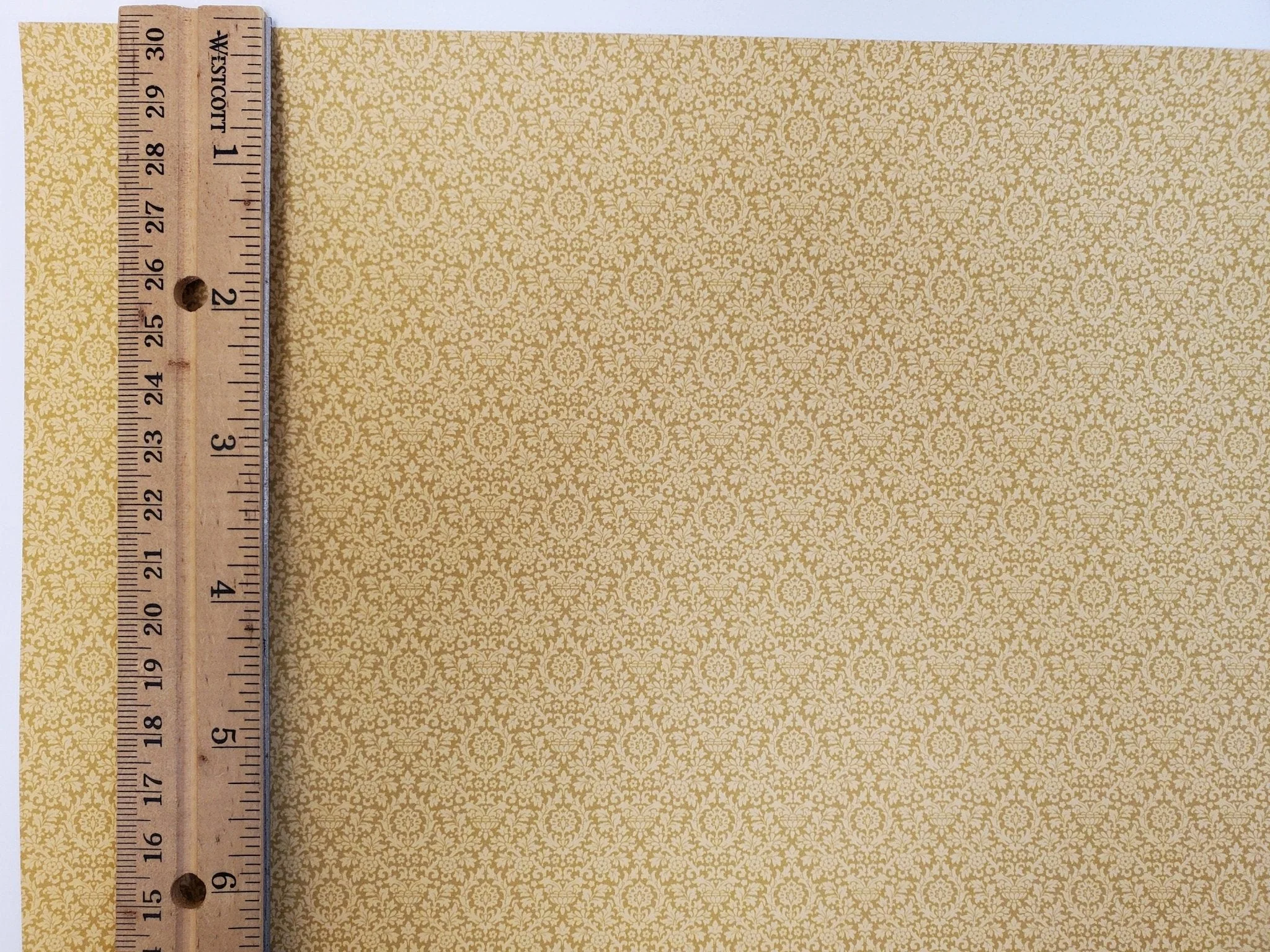 Dollhouse Wallpaper Essex Damask Yellow + Beige Bradbury & Bradbury 1:12 Scale - Image 3