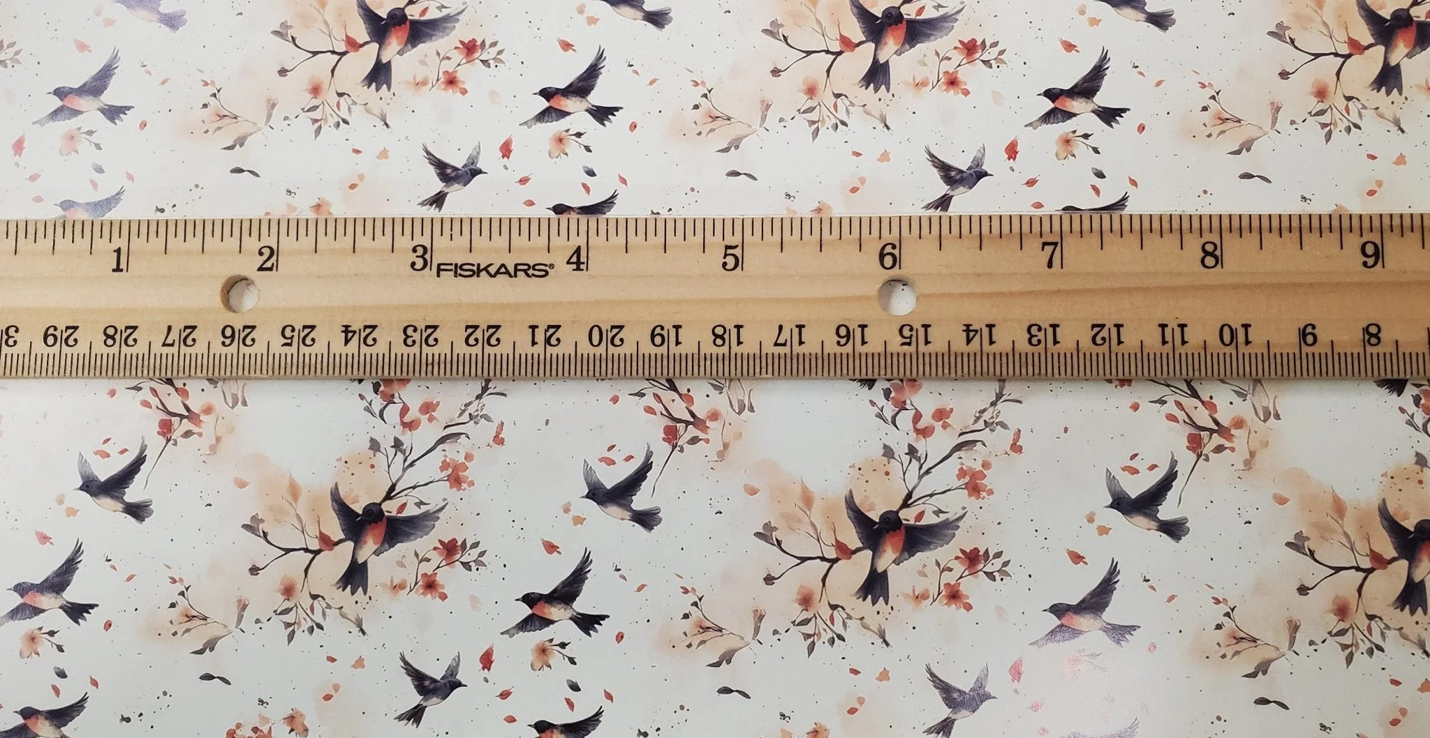 Dollhouse Wallpaper Flirty Birds Cream Beige Gray 1:12 Scale by MiniatureCrush - Image 4