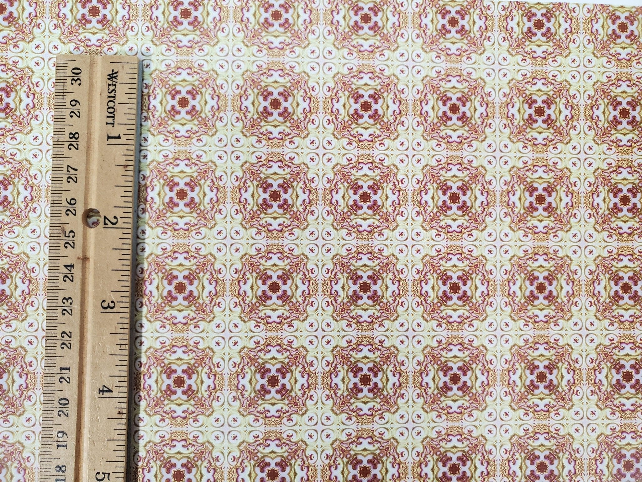 Dollhouse Wallpaper or Floor Tile Cream Maroon Gold Pink 1:12 Scale MiniatureCrush Exclusive - Image 4