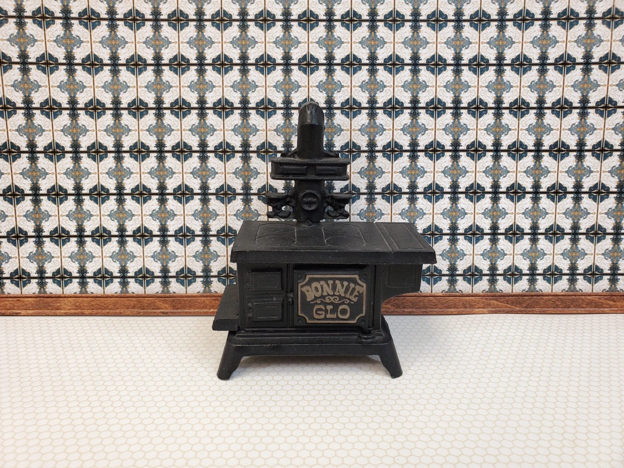 Dollhouse Wallpaper or Floor Tile Victorian Blue White Gold 1:12 Scale by MiniatureCrush - Image 5