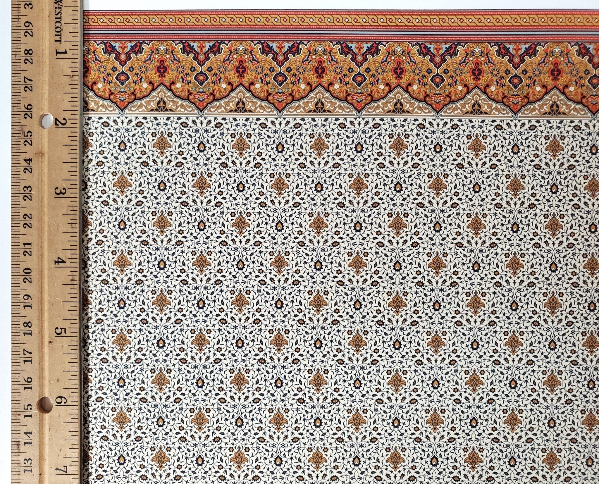 Dollhouse Wallpaper Persian Fringe with Frieze Bradbury & Bradbury 1:12 Scale - Image 4