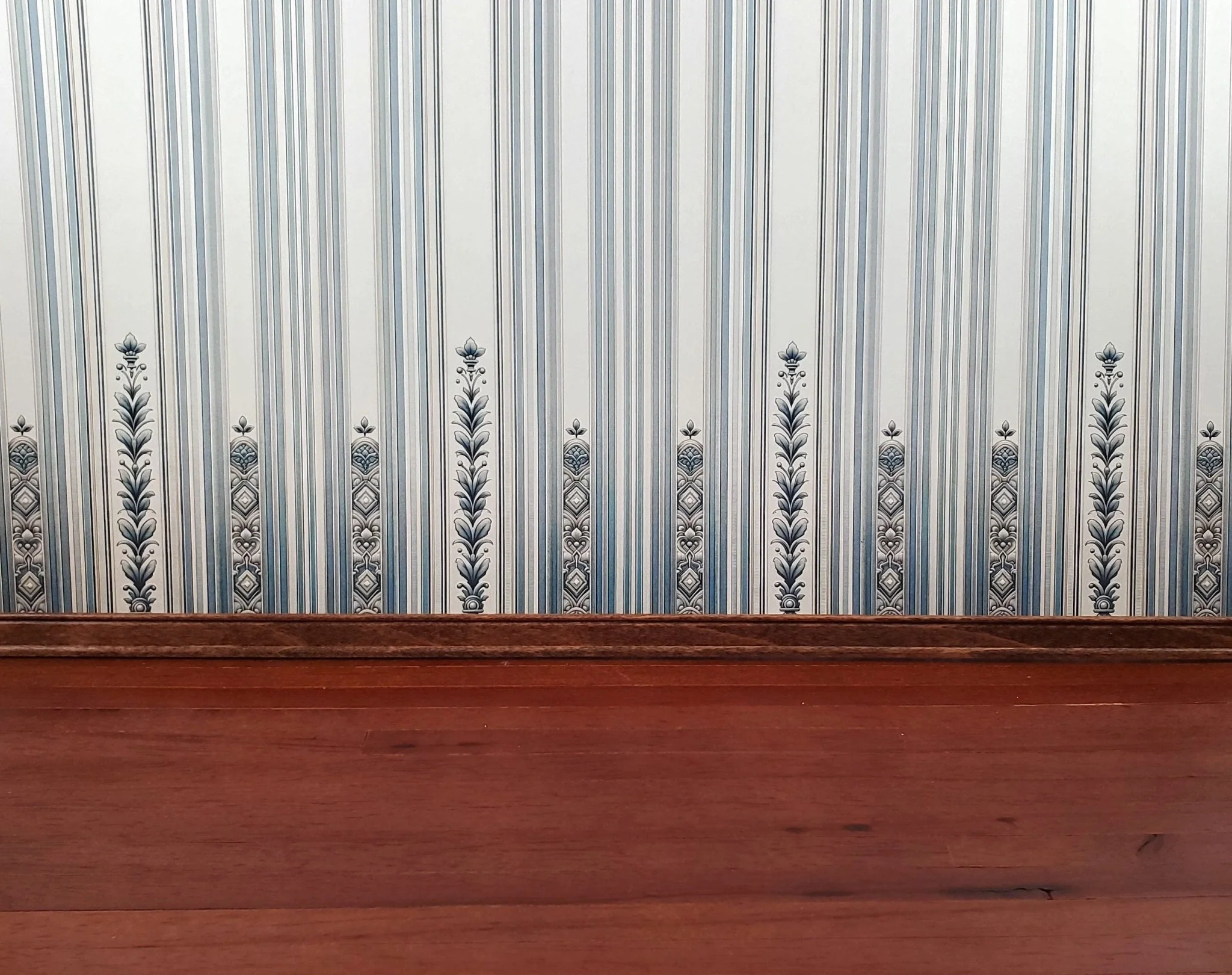 Dollhouse Wallpaper Regal Blues Cream Striped 1:12 Scale MiniatureCrush - Image 3