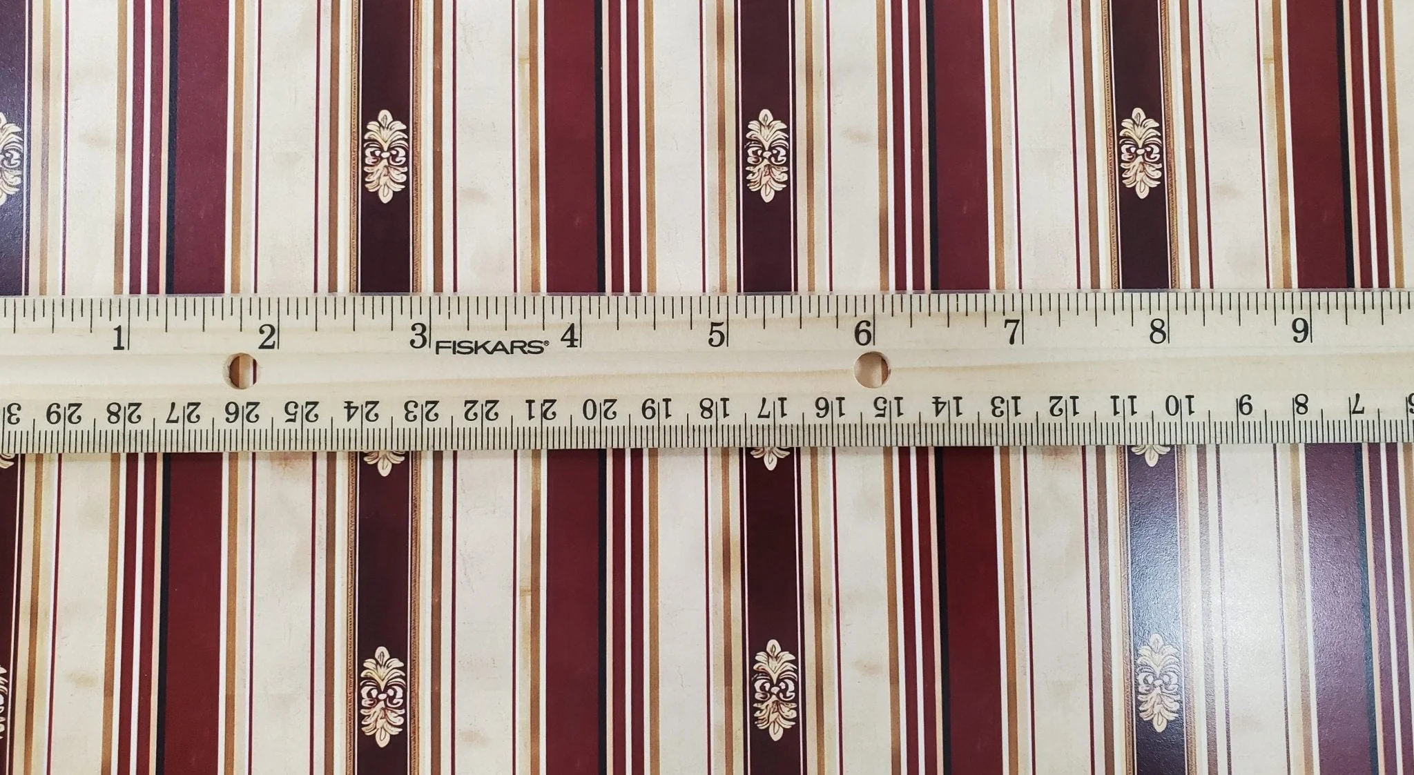 Dollhouse Wallpaper Stripes Large Print Maroon Beige 1:12 Scale Miniature - Image 4