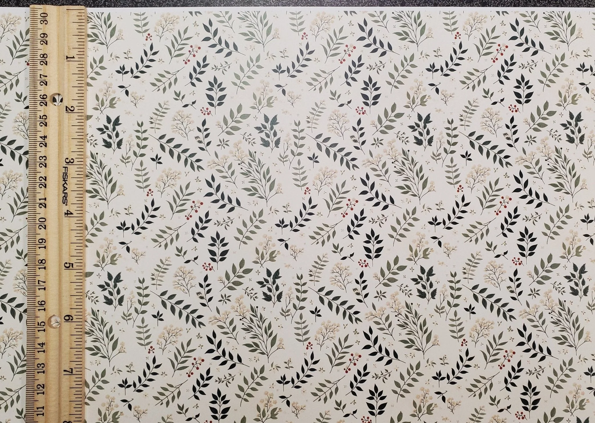 Dollhouse Wallpaper Vines and Berries Greens Cream 1:12 Scale MiniatureCrush - Image 6