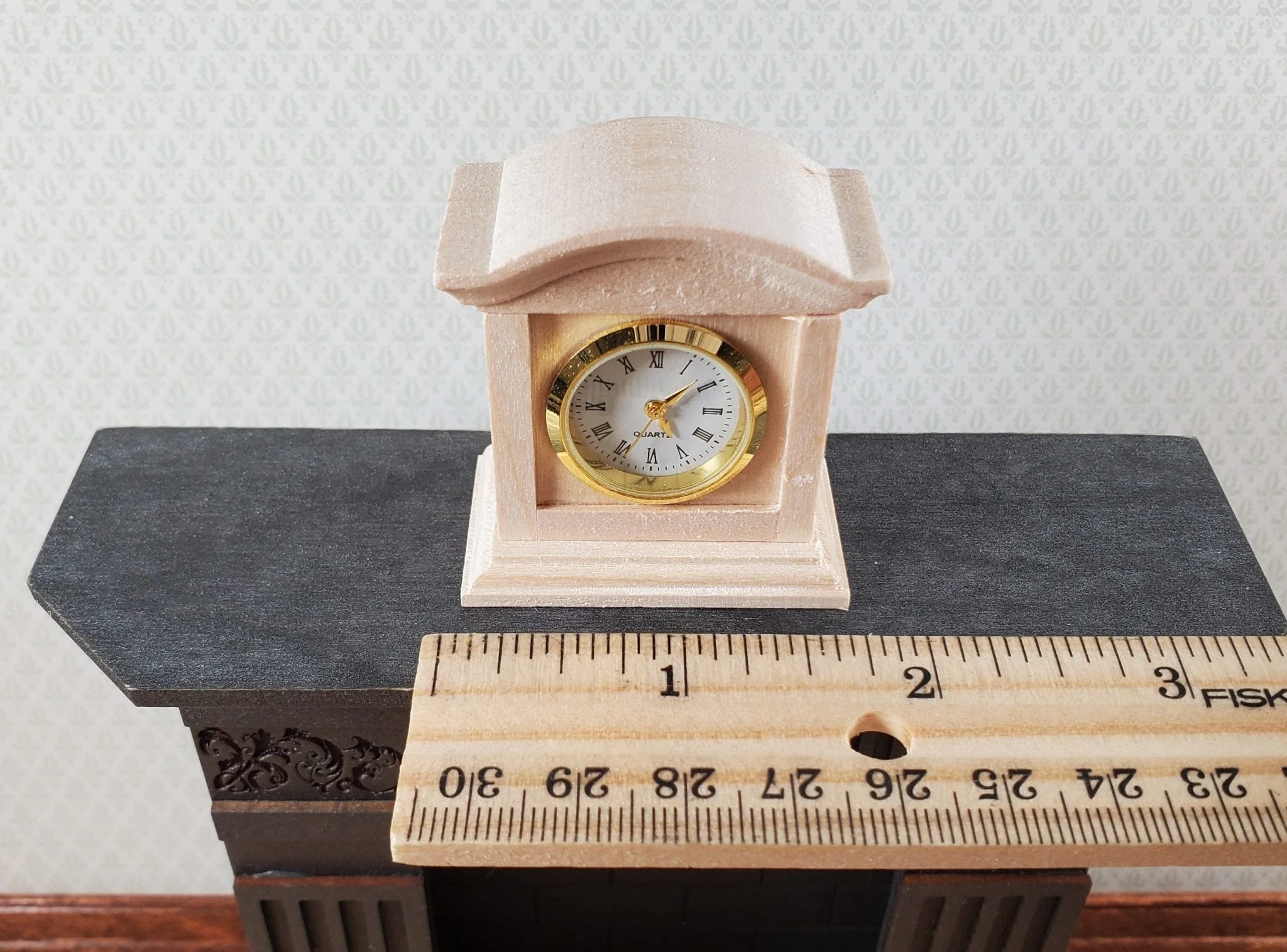 Dollhouse Working Mantle Clock Unpainted Wood LARGE Miniature Furniture Decor - Image 4