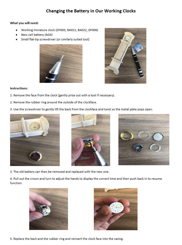 Dollhouse Working Mantle Clock Unpainted Wood LARGE Miniature Furniture Decor - Image 6