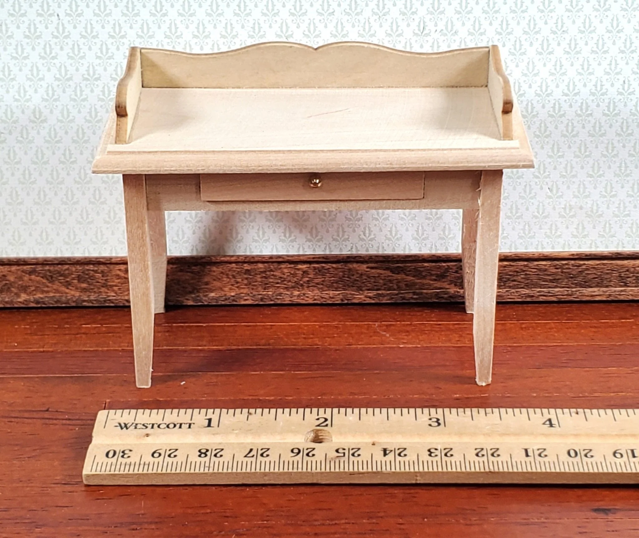 Dollhouse Writing Desk or Dressing Table with Drawer 1:12 Scale Miniature Unpainted - Image 5