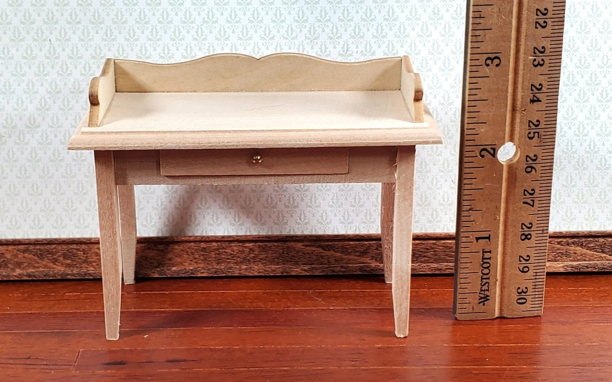 Dollhouse Writing Desk or Dressing Table with Drawer 1:12 Scale Miniature Unpainted - Image 7