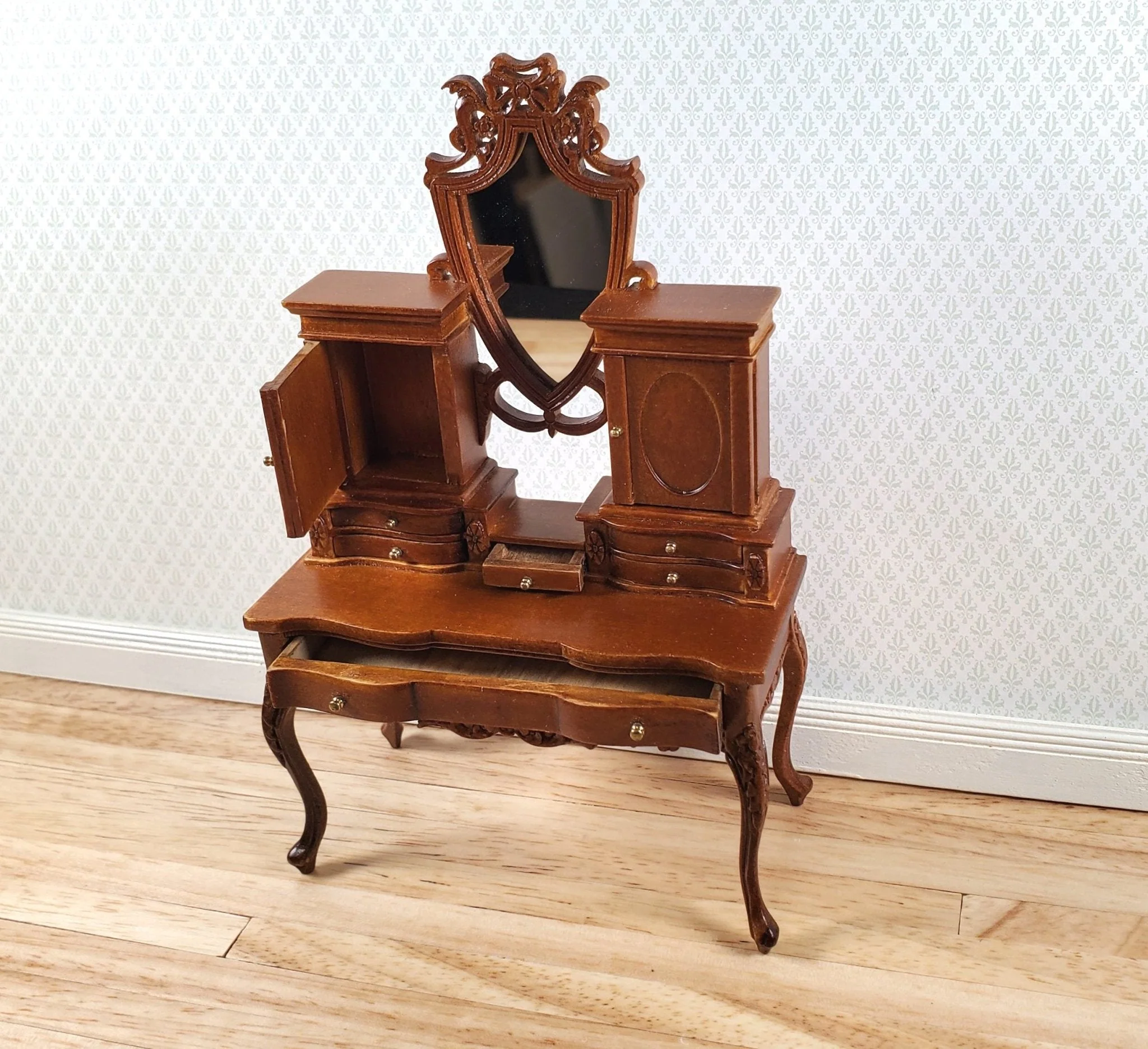 JBM Dollhouse Dressing Table Wood Victorian Style 1:12 Scale Miniature Furniture - Image 3