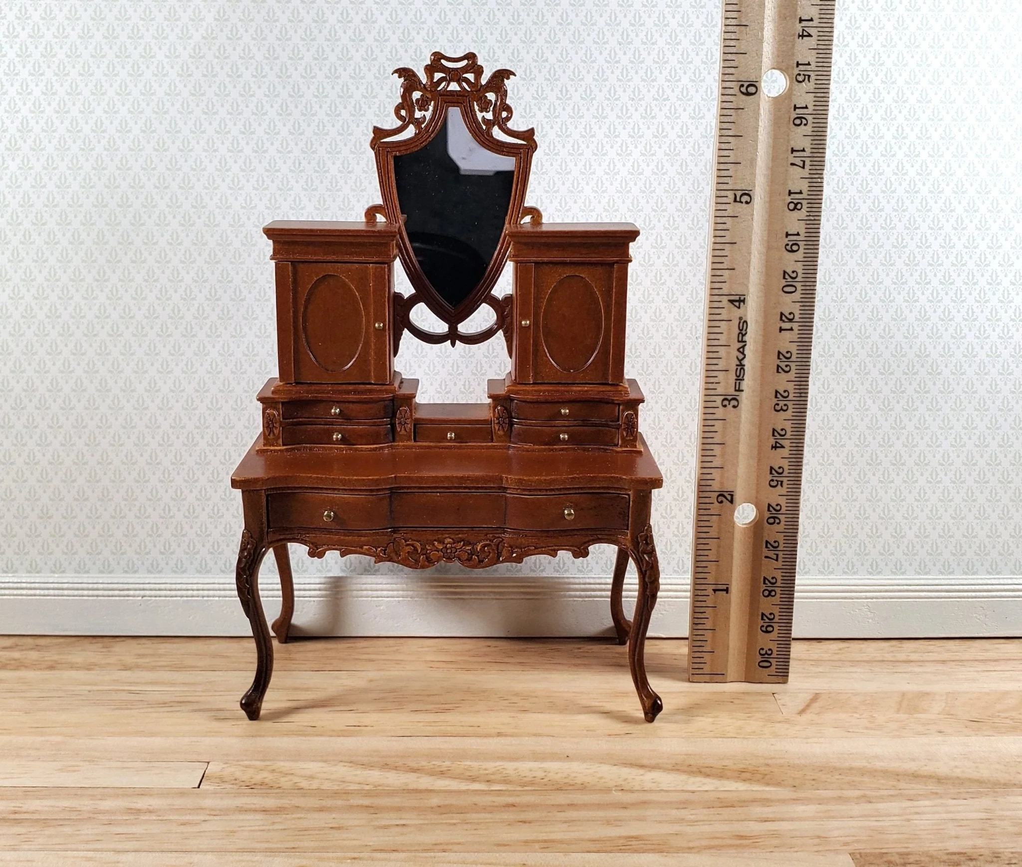 JBM Dollhouse Dressing Table Wood Victorian Style 1:12 Scale Miniature Furniture - Image 5