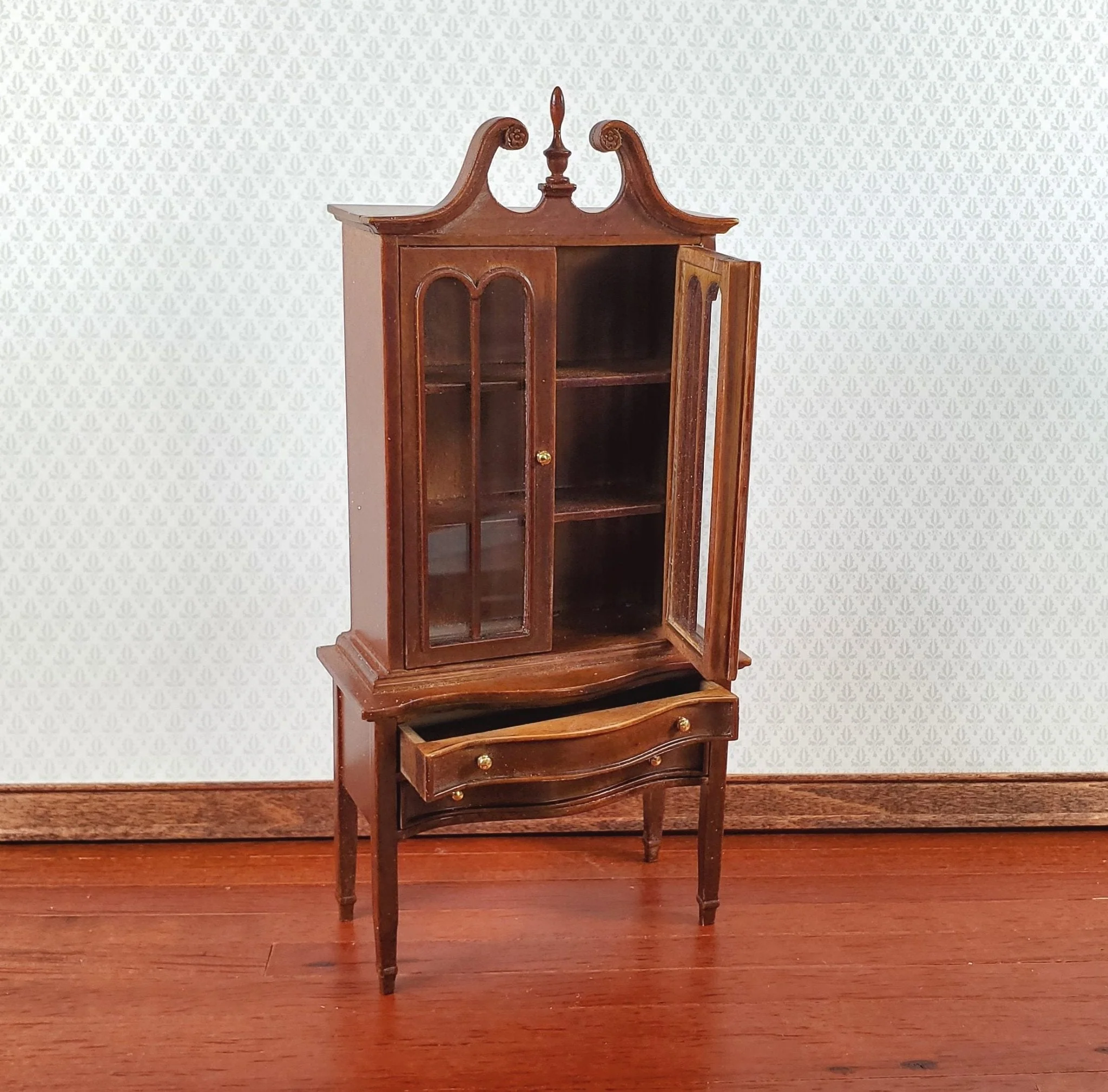 JBM Dollhouse Hepplewhite Chest Cabinet 1:12 Scale Furniture Walnut Finish - Image 3
