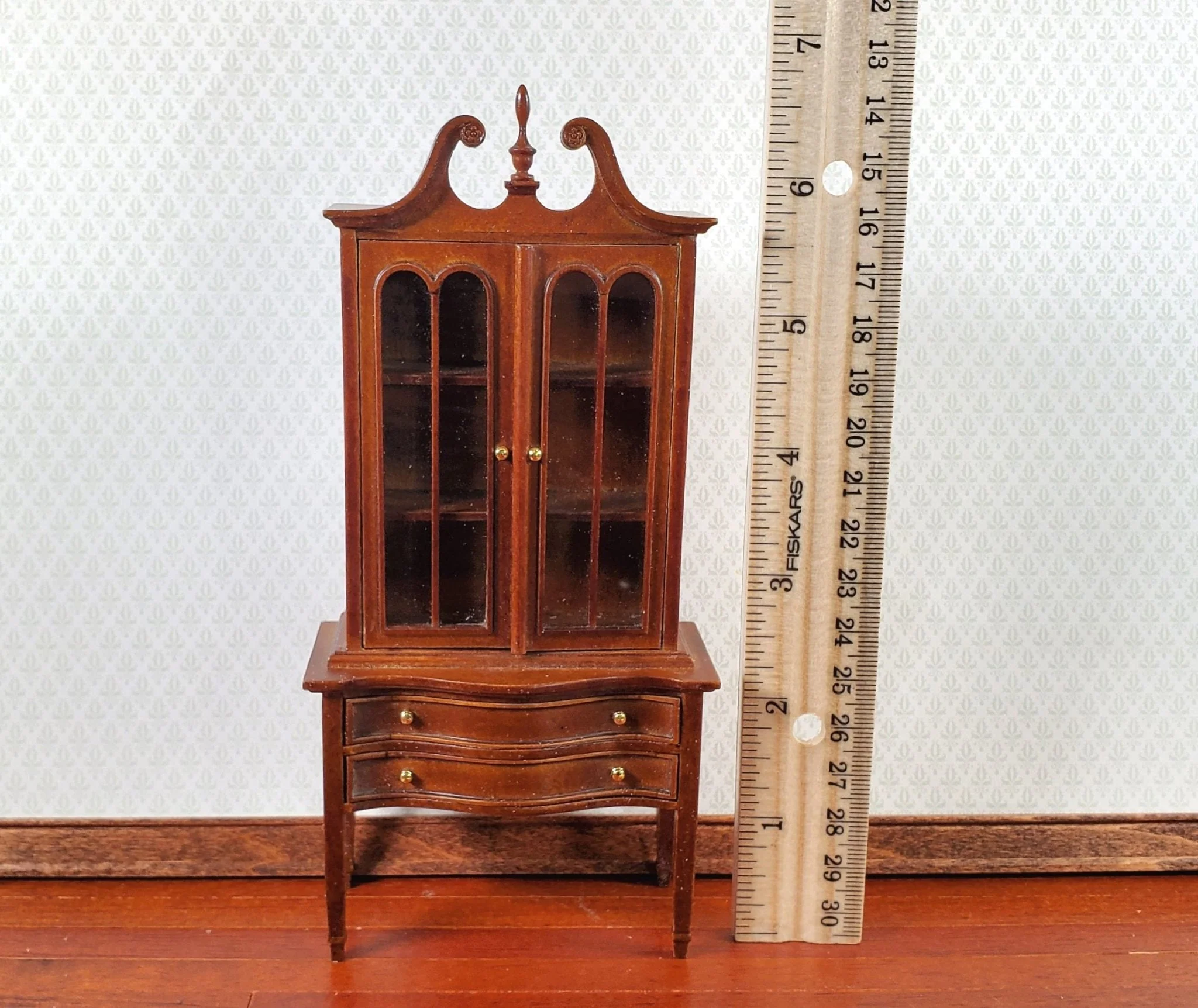 JBM Dollhouse Hepplewhite Chest Cabinet 1:12 Scale Furniture Walnut Finish - Image 4