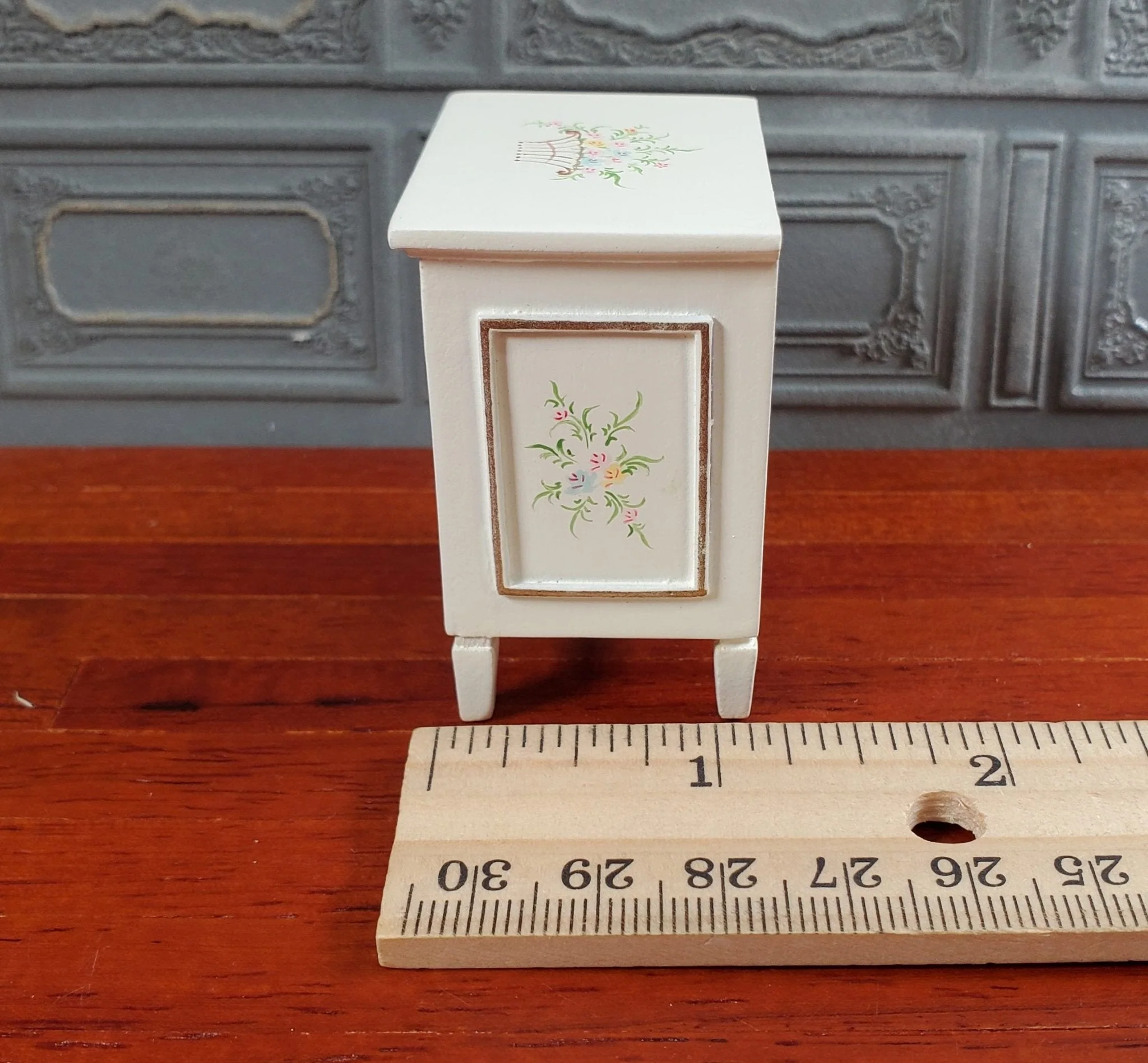 JBM Dollhouse Side Table Nightstand White Hand Painted 1:12 Scale Miniature Furniture - Image 6