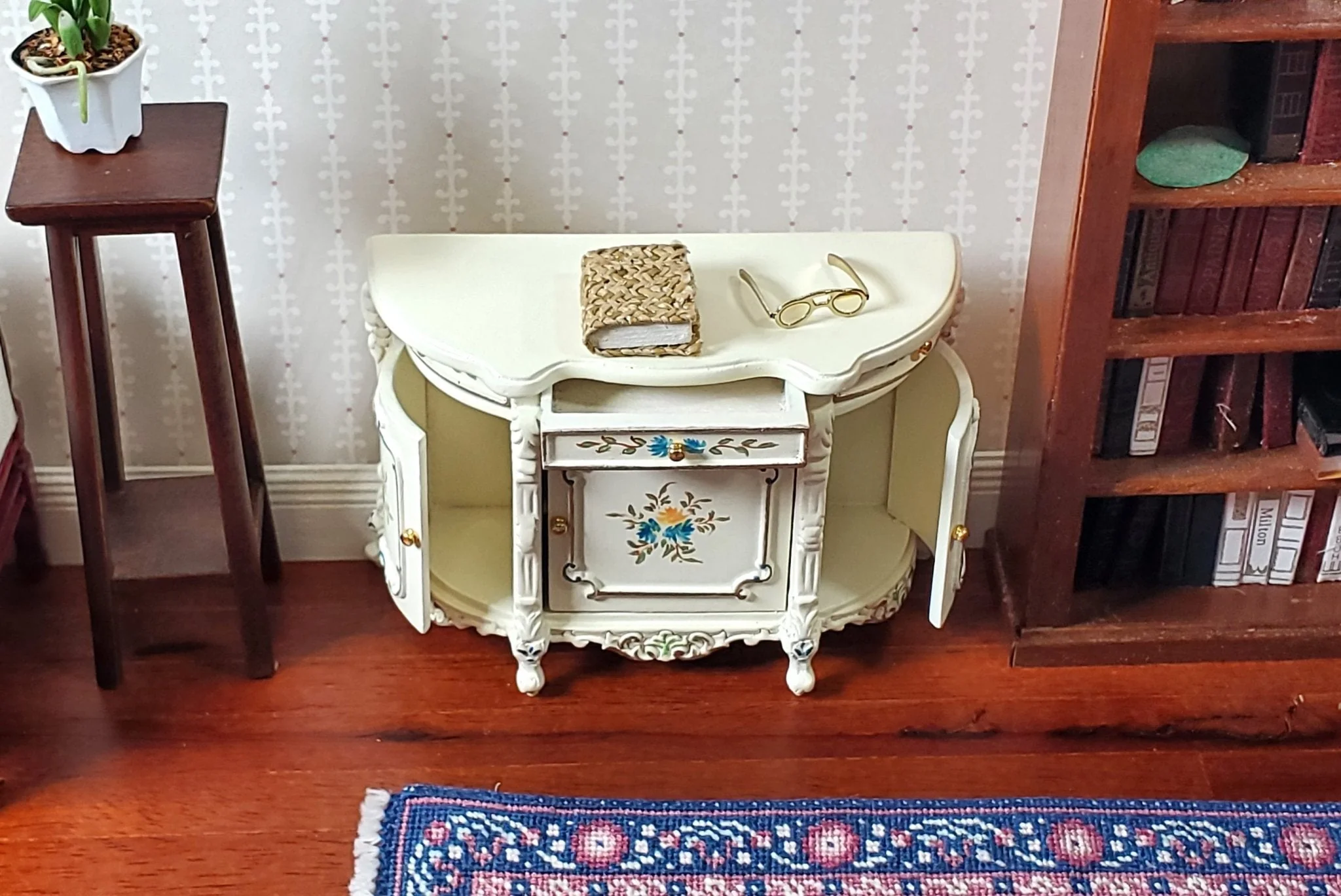 JBM Dollhouse Sideboard Buffet Table Hand Painted 1:12 Scale Miniature Furniture - Image 4