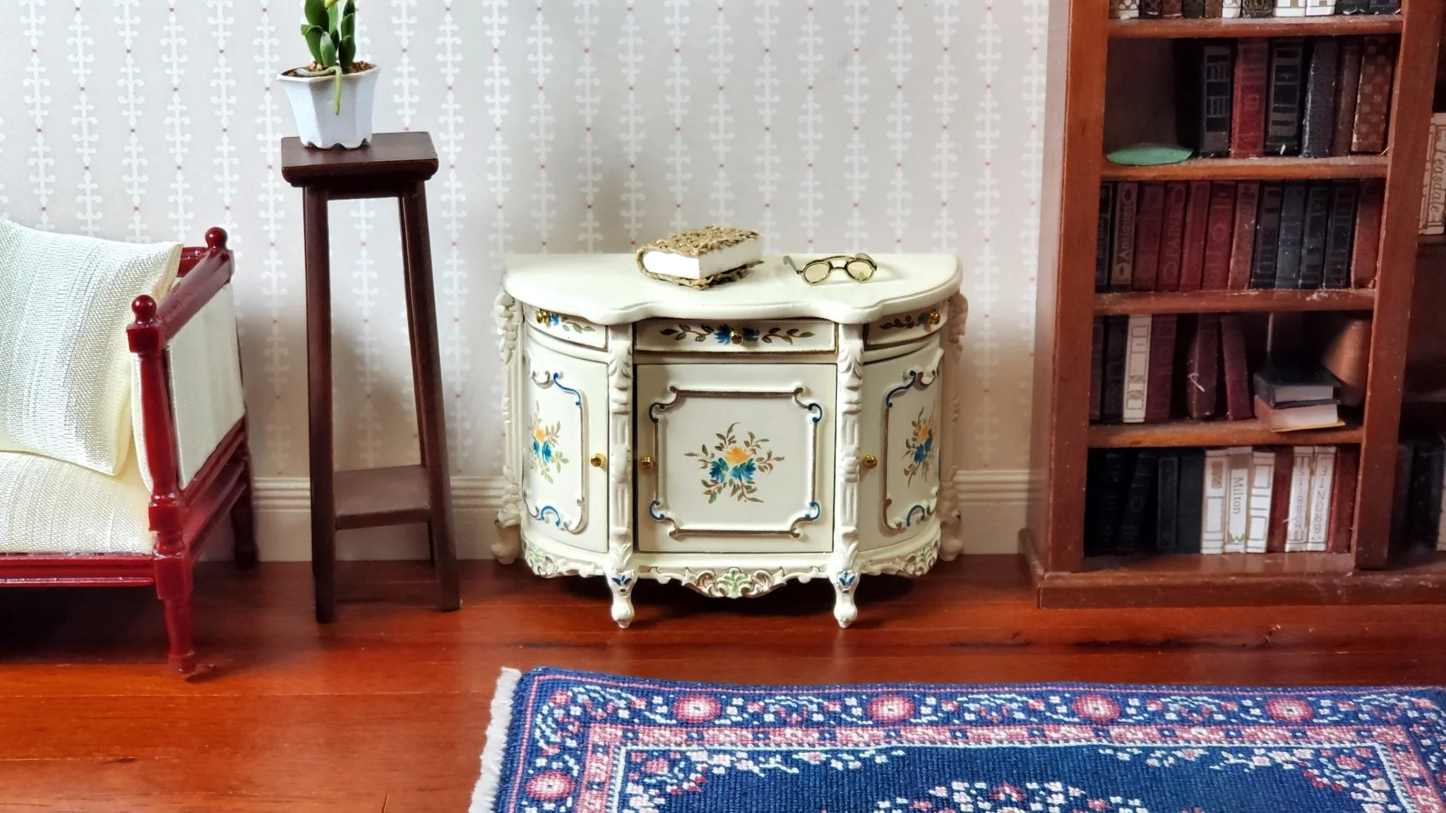 JBM Dollhouse Sideboard Buffet Table Hand Painted 1:12 Scale Miniature Furniture - Image 5