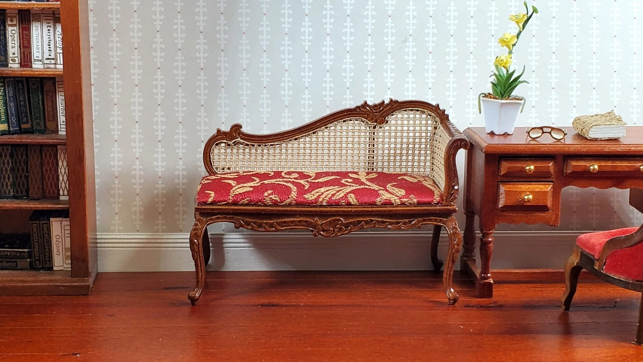 JBM Dollhouse Small Settee Rococo XV Style 1:12 Scale Miniature Wood Furniture - Image 3