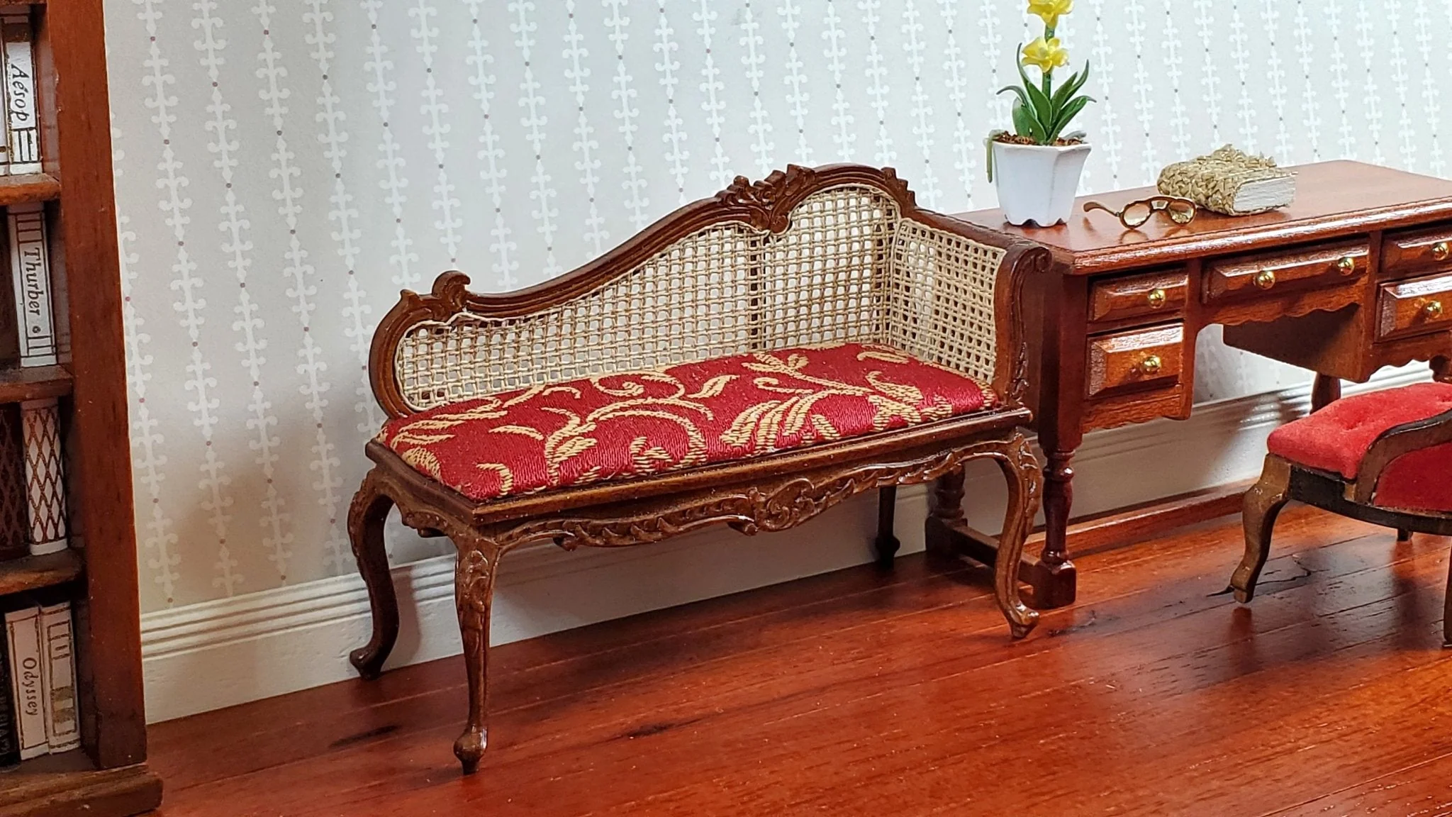 JBM Dollhouse Small Settee Rococo XV Style 1:12 Scale Miniature Wood Furniture - Image 4
