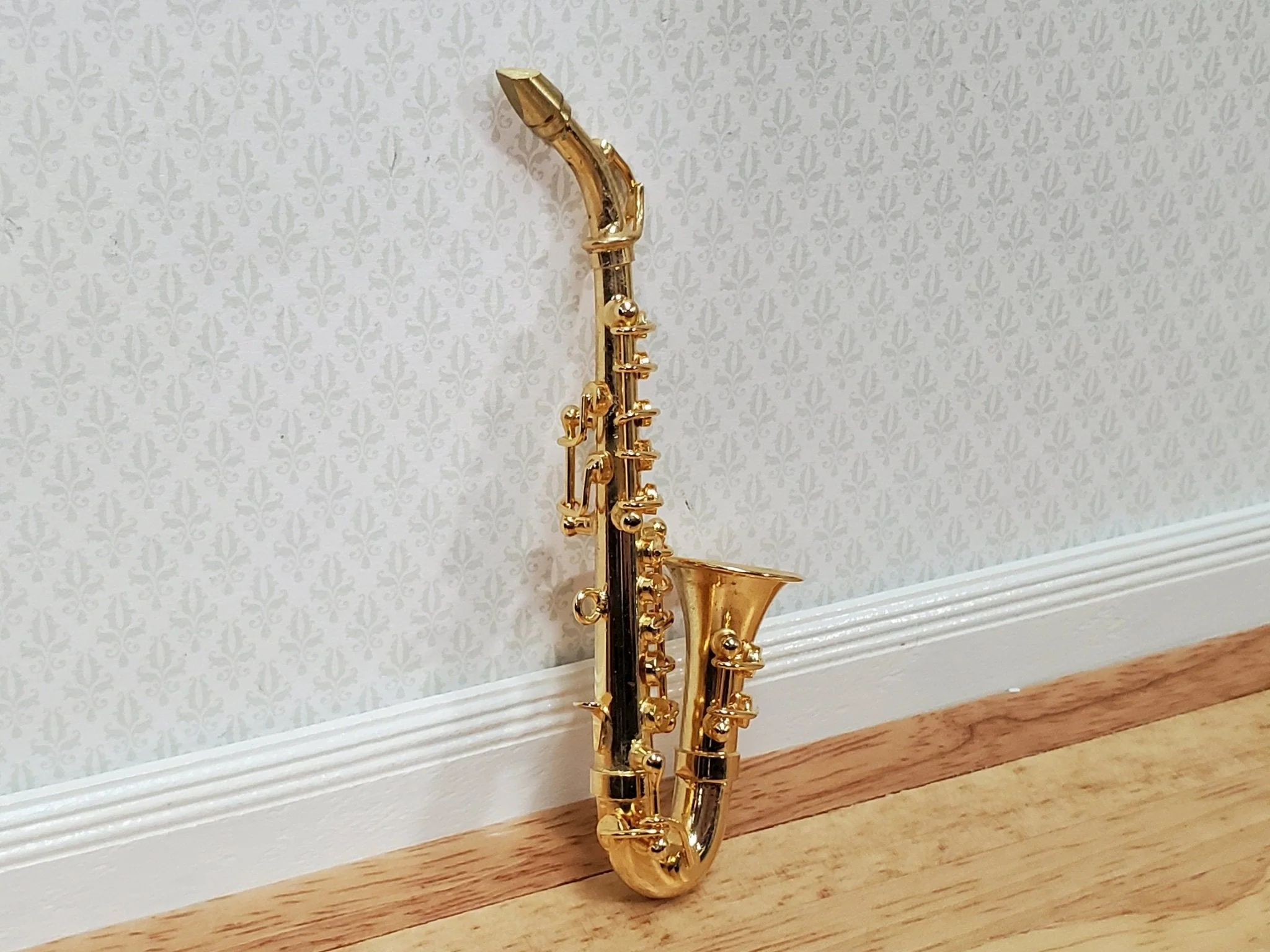 Miniature Alto Saxophone Gold Brass Metal 3 3/8" Tall Instrument with Case 1:6 Scale Ornament - Image 5