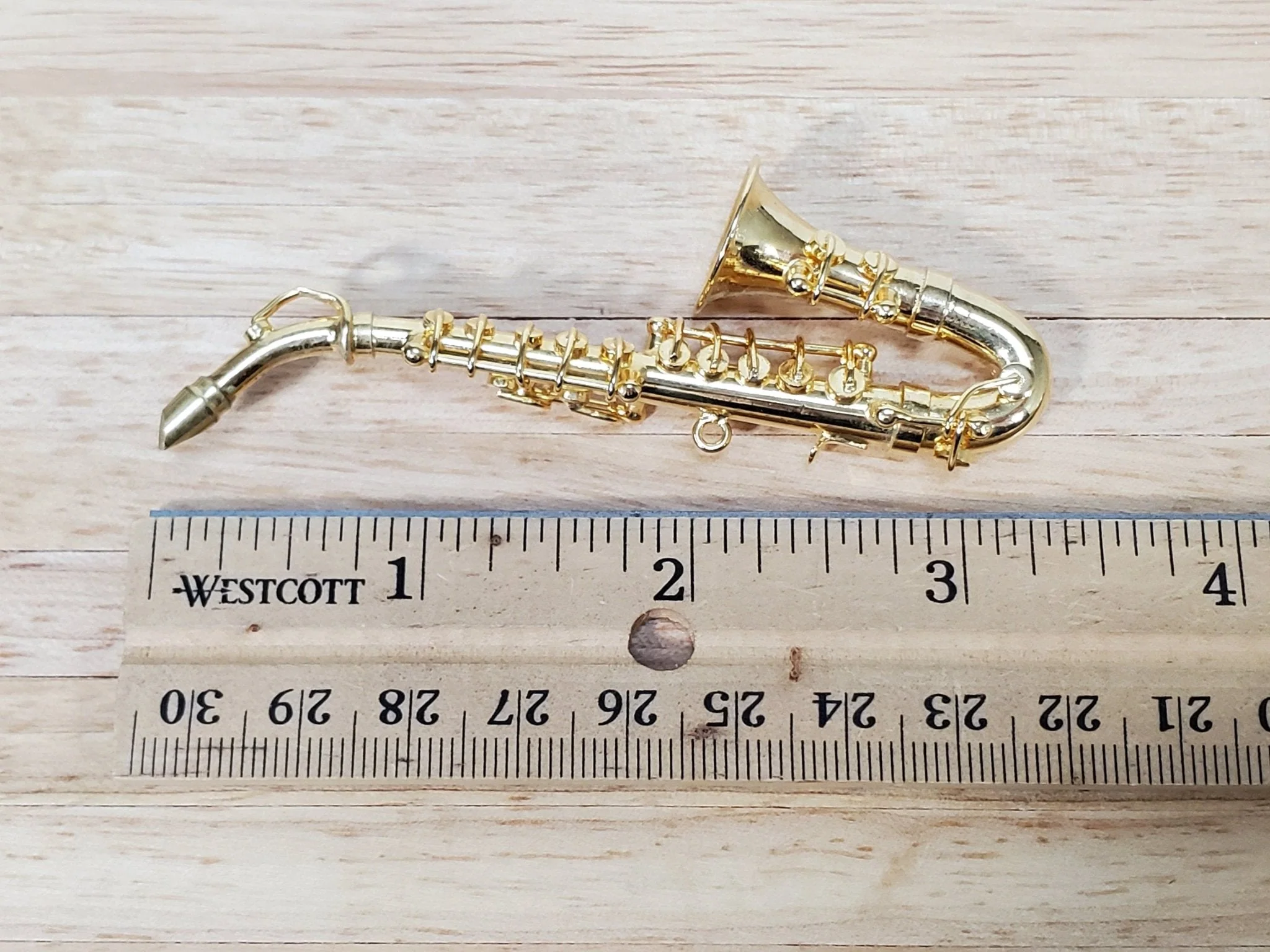 Miniature Alto Saxophone Gold Brass Metal 3 3/8" Tall Instrument with Case 1:6 Scale Ornament - Image 6