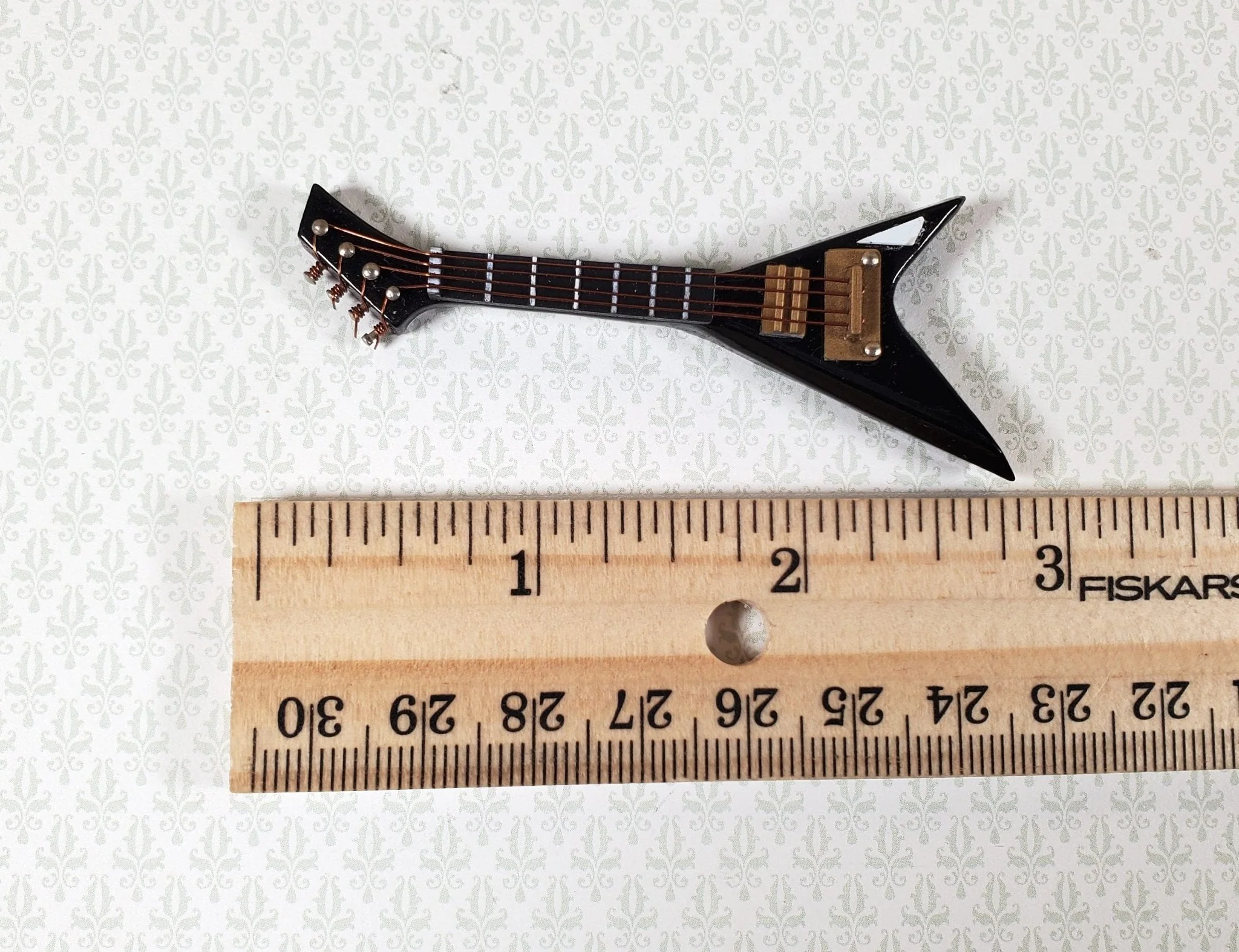 Miniature Electric Guitar V Shaped Prop Model Black w/Case 2 7/8" Long - Image 5