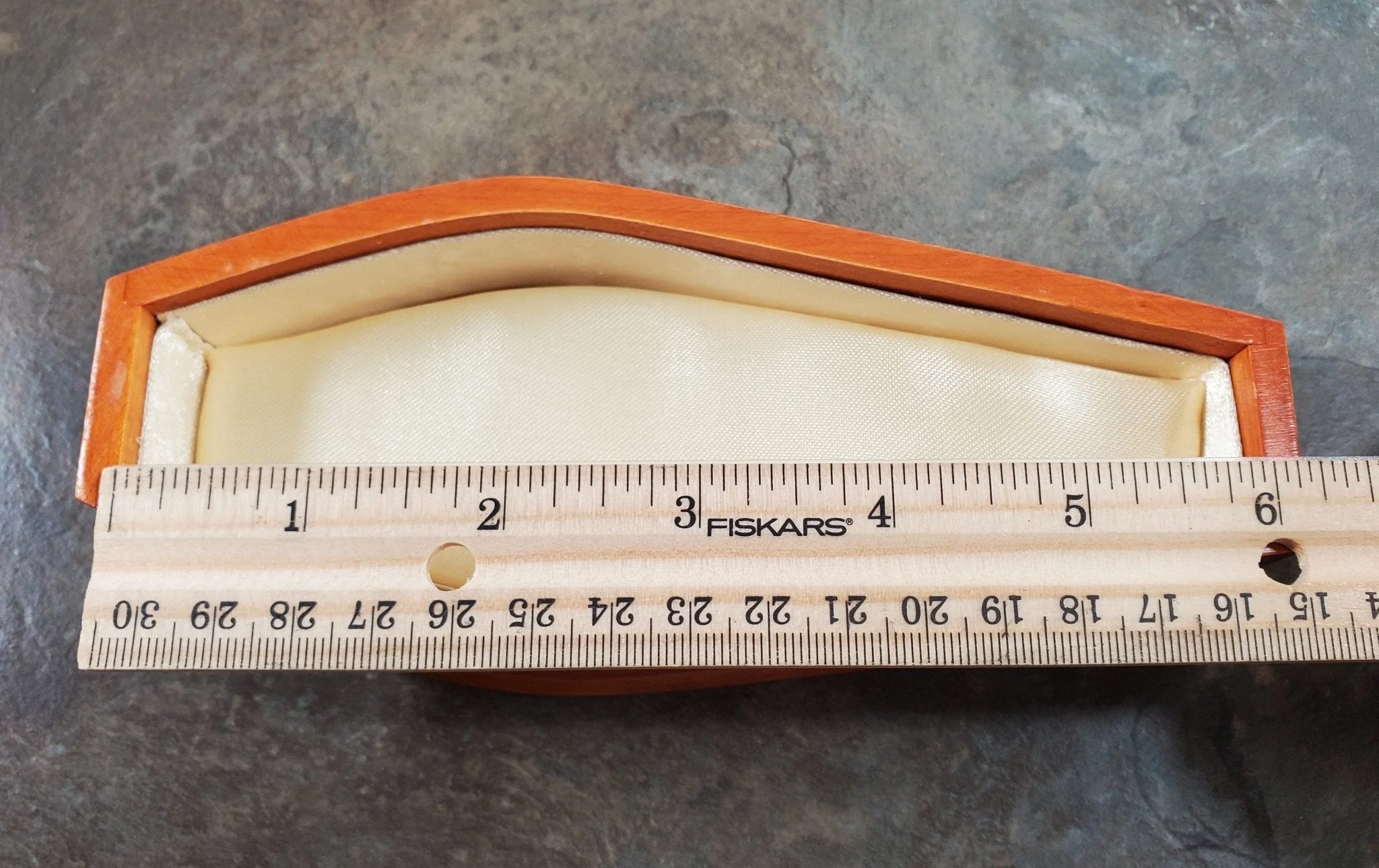 Miniature Lined Coffin Opens Wood Walnut Finish 1:12 Scale 6 3/4" Long - Image 5