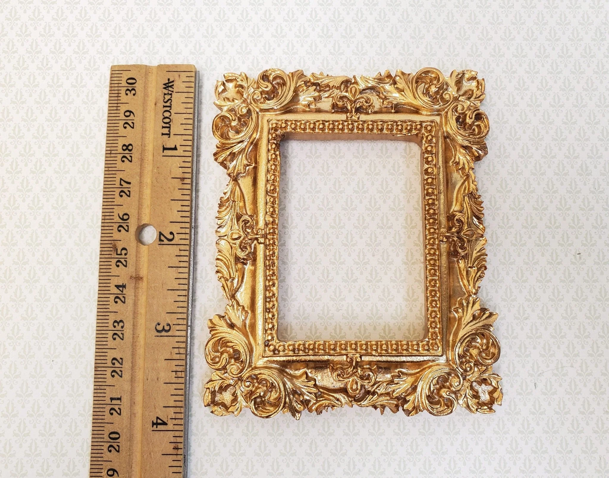 Miniature Picture Frame for 1:6 Scale Settings Large Fancy Gold Flat Back - Image 6