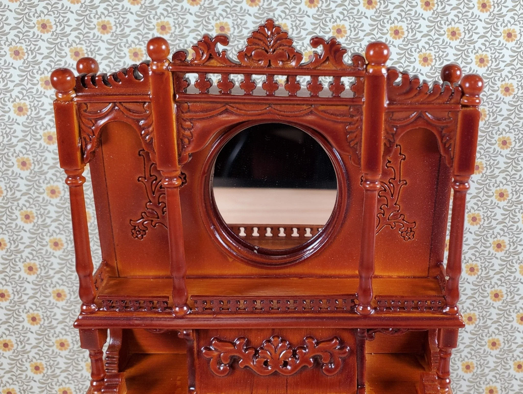 Miniature Upright Pump Organ Piano Walnut Finish 1:12 Scale Dollhouse Furniture - Image 3
