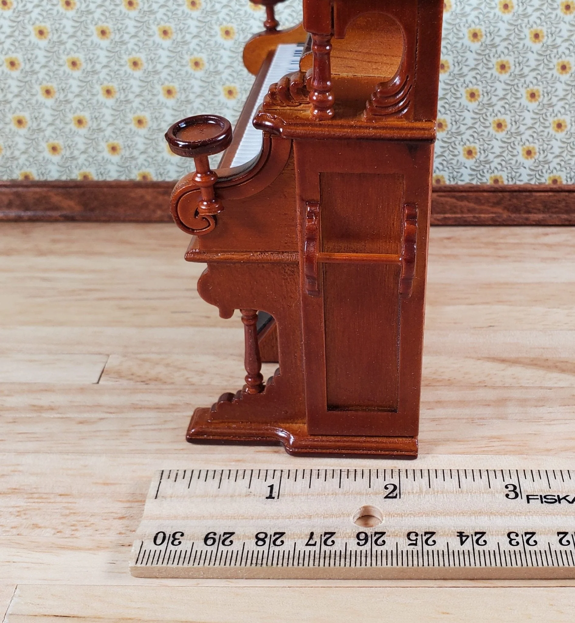 Miniature Upright Pump Organ Piano Walnut Finish 1:12 Scale Dollhouse Furniture - Image 7